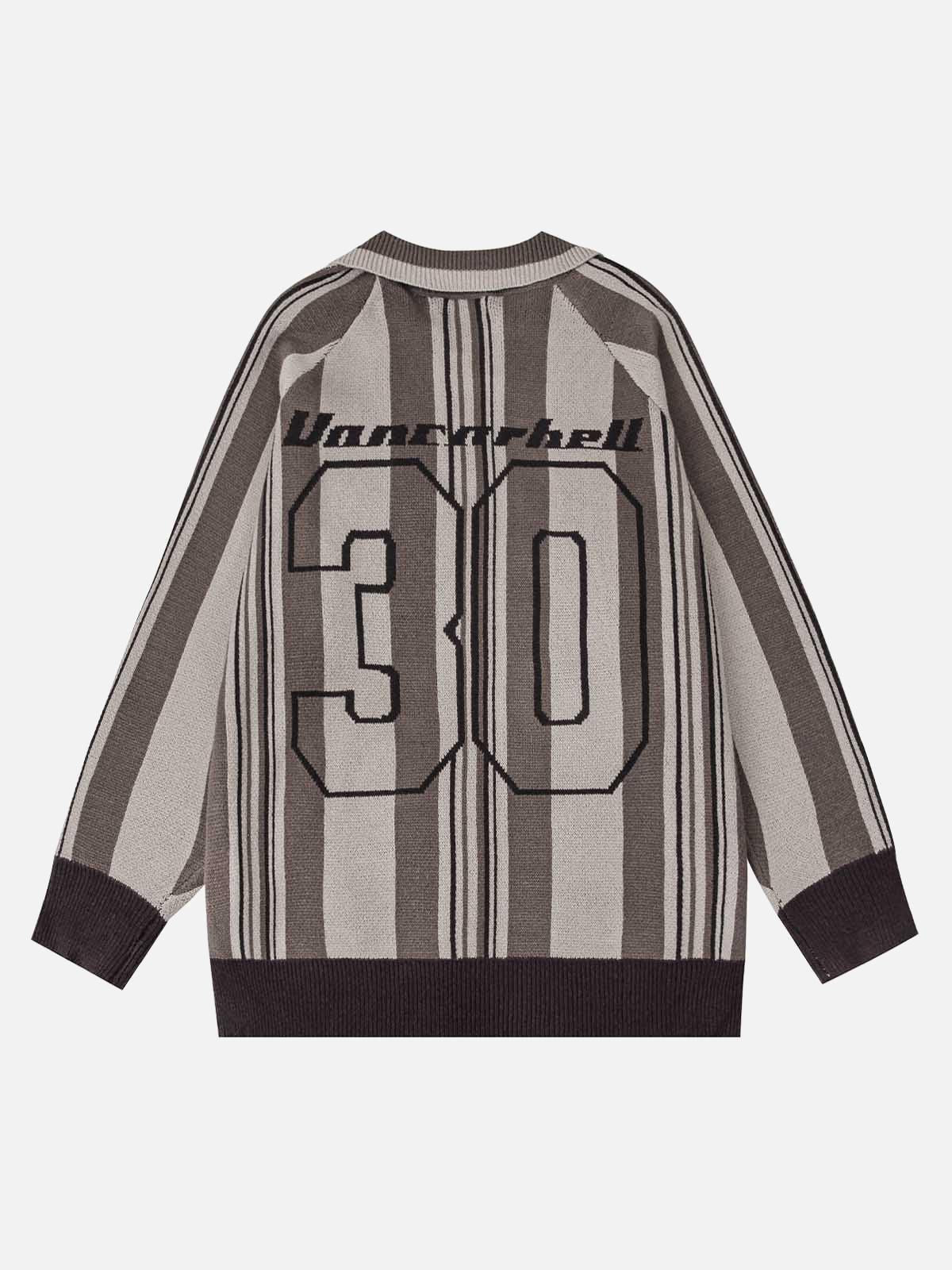 TALISHKO Striped Embroidered Knit Polo Sweater