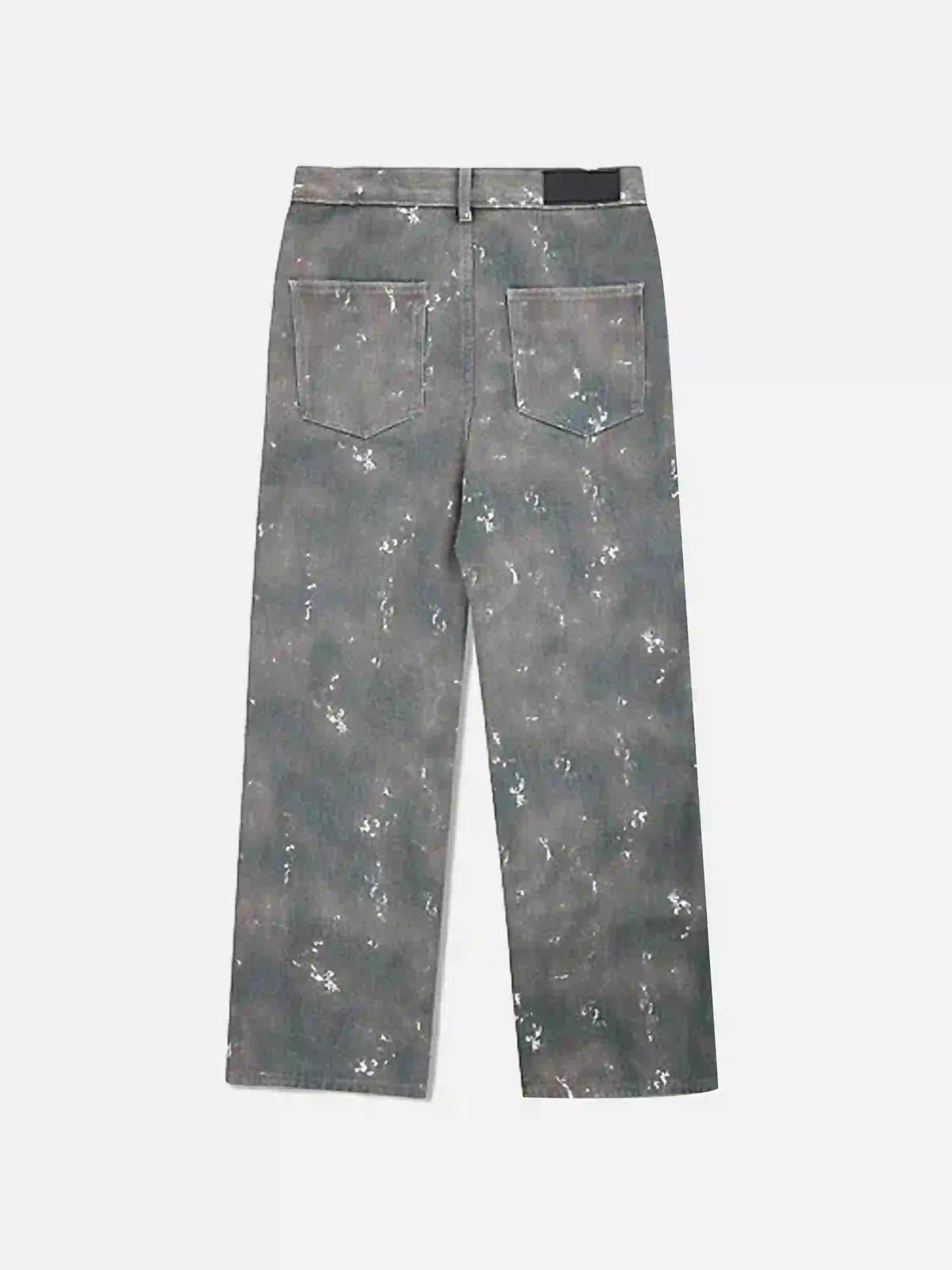 TALISHKO Hip-Hop Style Ink-Splashed Camouflage Y2K Jeans
