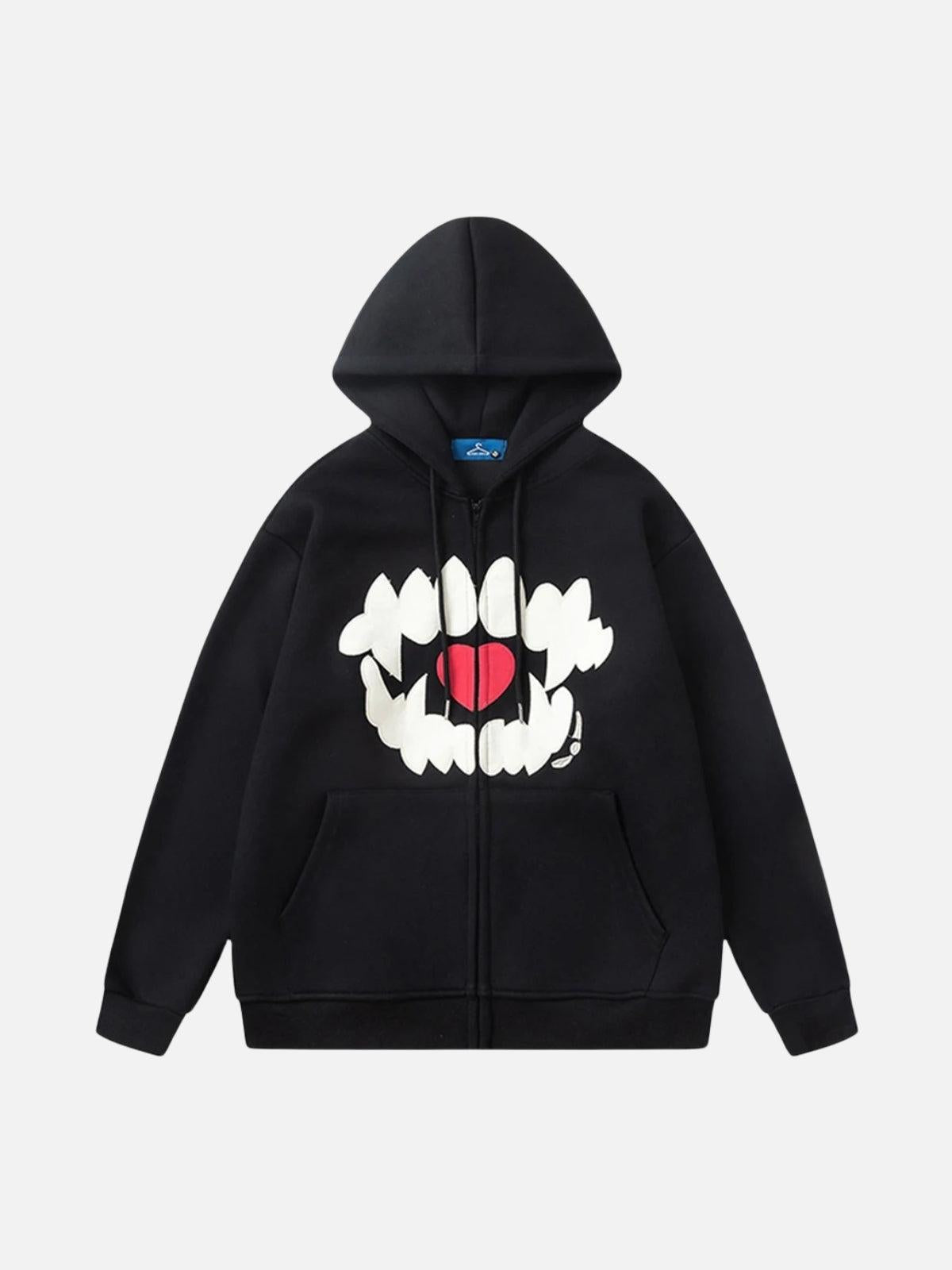 TALISHKO Embroidery Tooth Heart Hoodie
