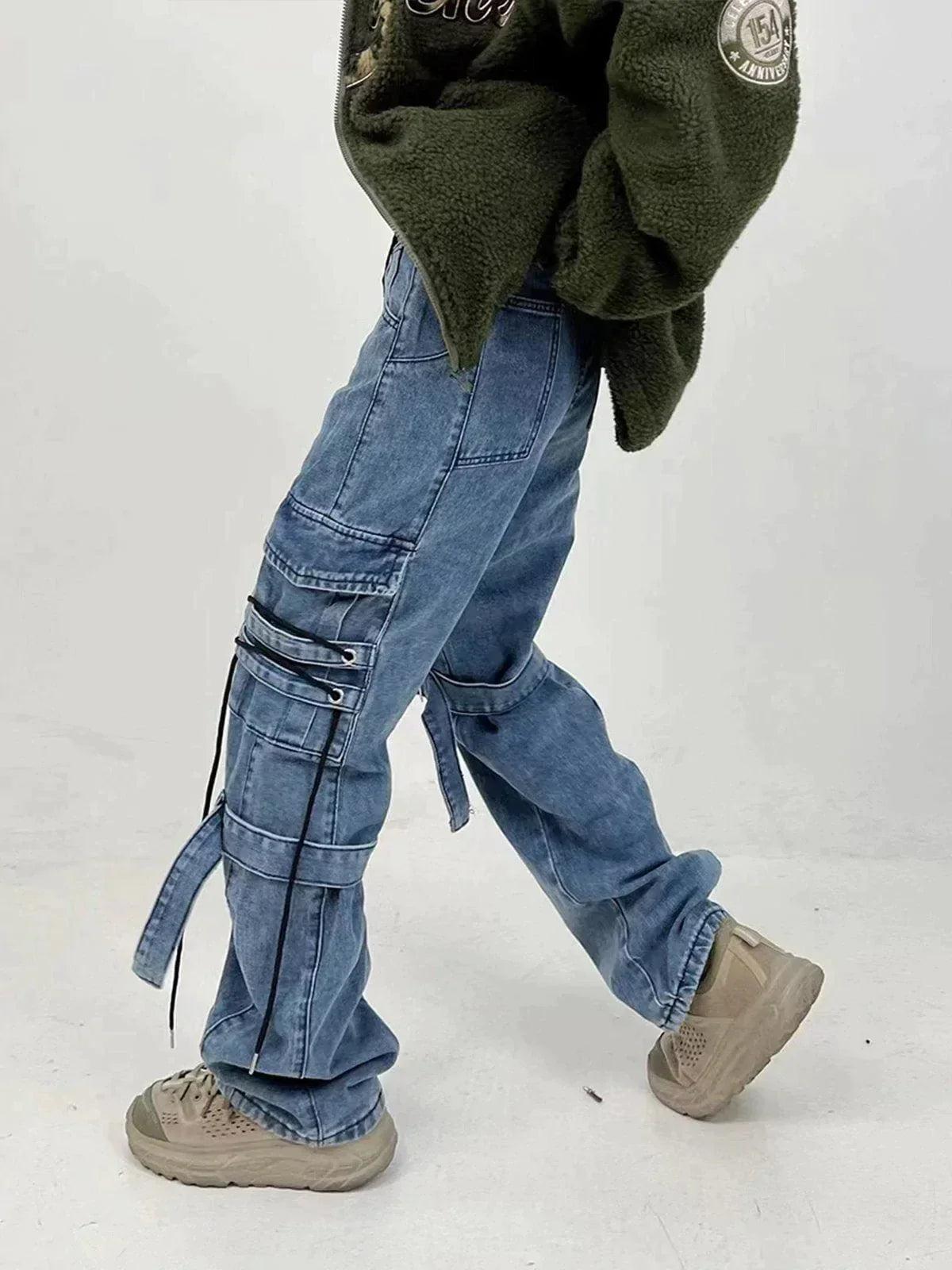 TALISHKO Hip Hop Straps Jeans