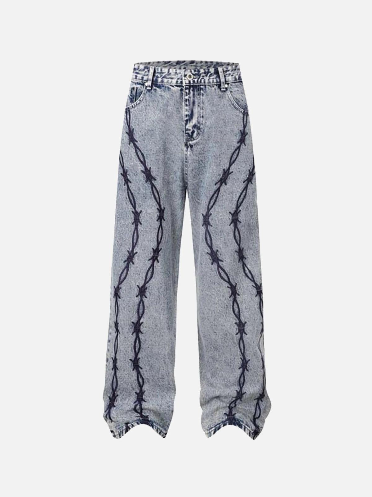 TALISHKO Thorn Chain Embroidered Jeans