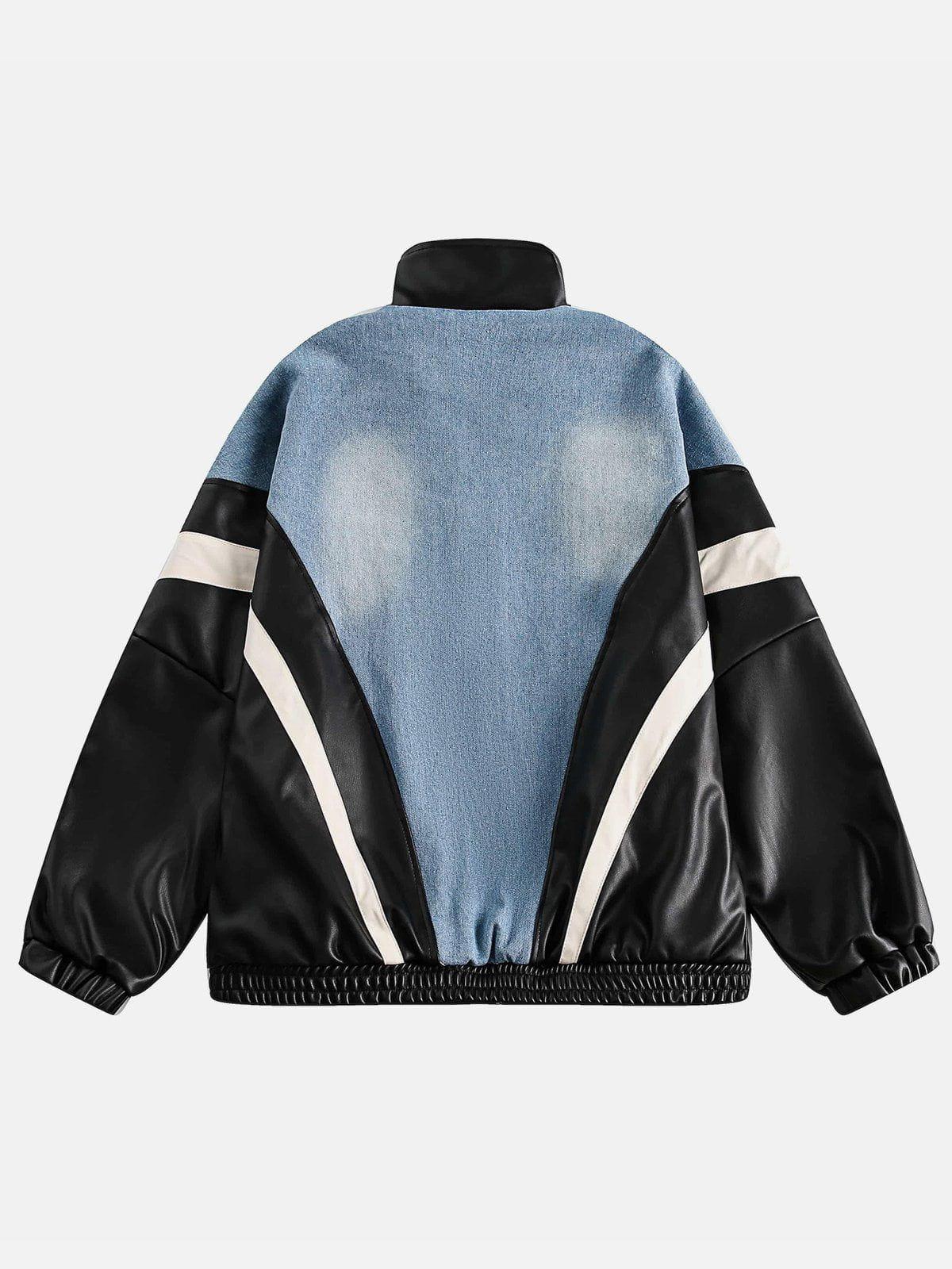 TALISHKO Batwing Sleeves Faux Leather Jacket