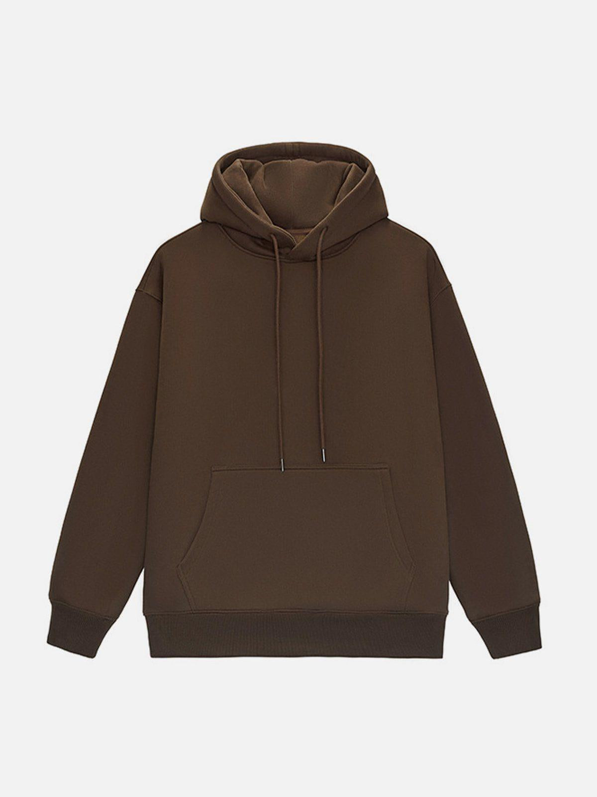 TALISHKO Solid Color Drawstring Hoodie
