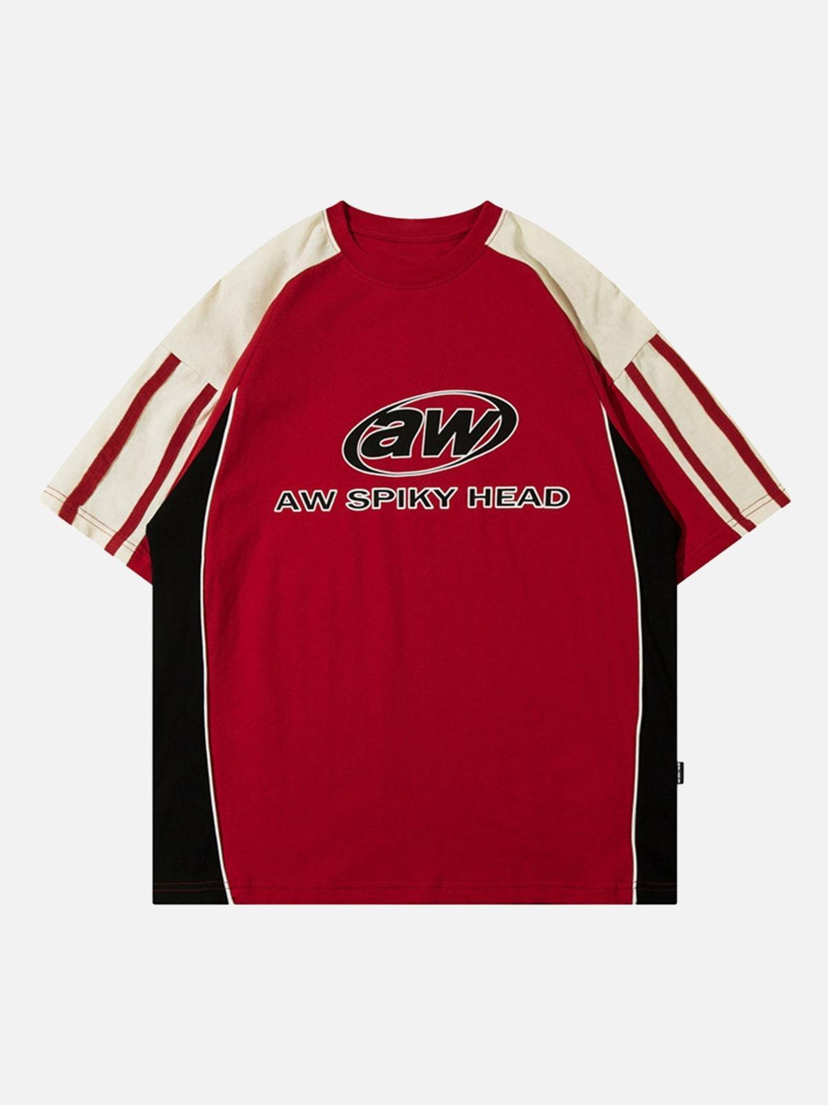 TALISHKO Color-Blocked Strip Racing T-Shirt