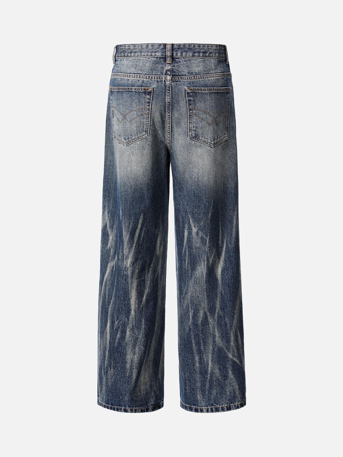 TALISHKO Tie Dyed Wrinkled Effect Straight Jeans