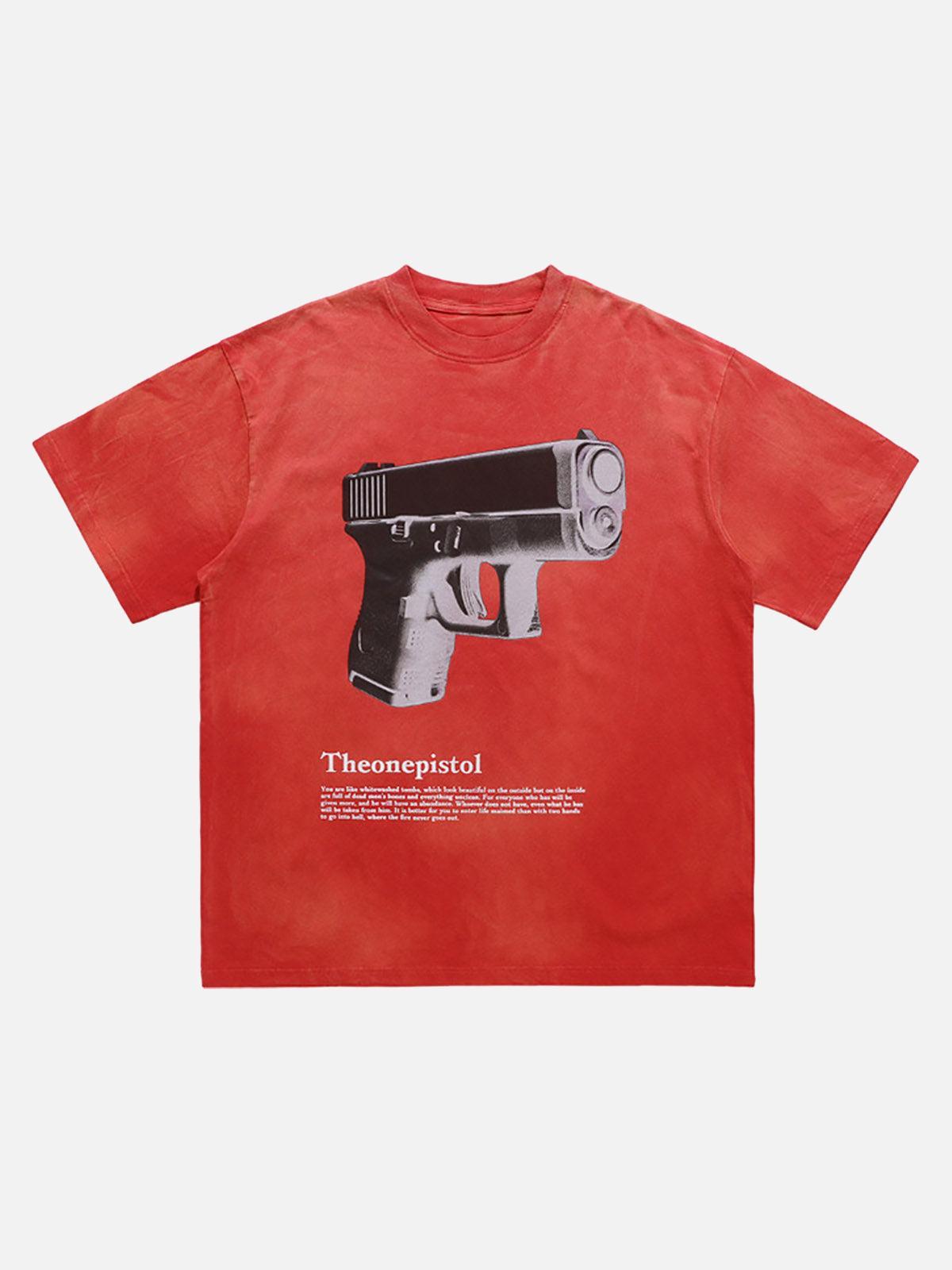 TALISHKO Graphic Gun Print T-Shirt - Bold Statement for Urban Style