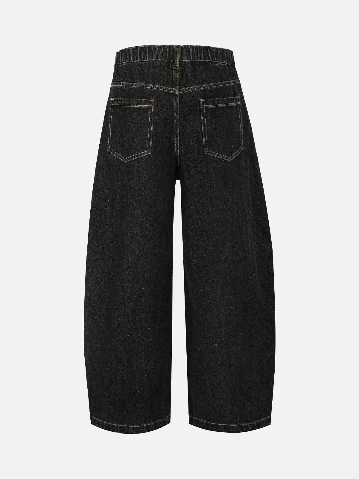 TALISHKO Patchwork Plaid Pleated Baggy Barrel Jeans