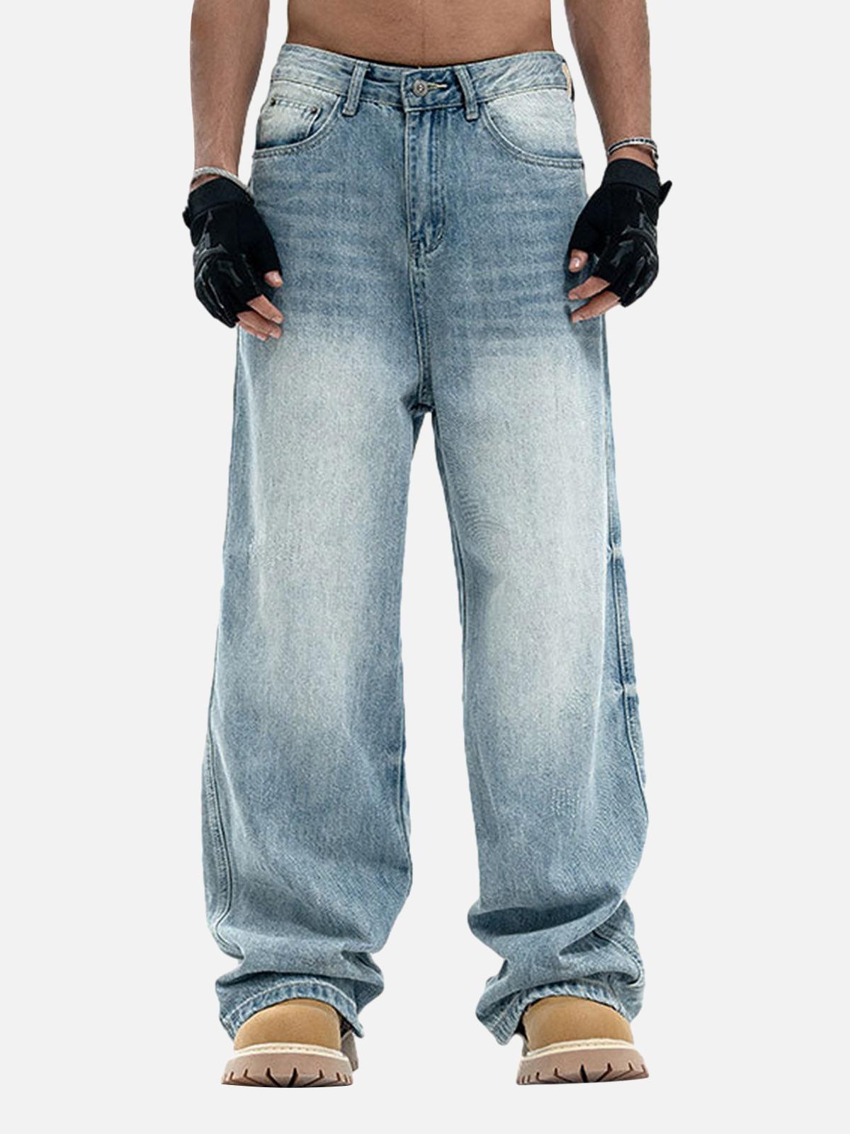 TALISHKO Vintage Washed Plaid Baggy Jeans