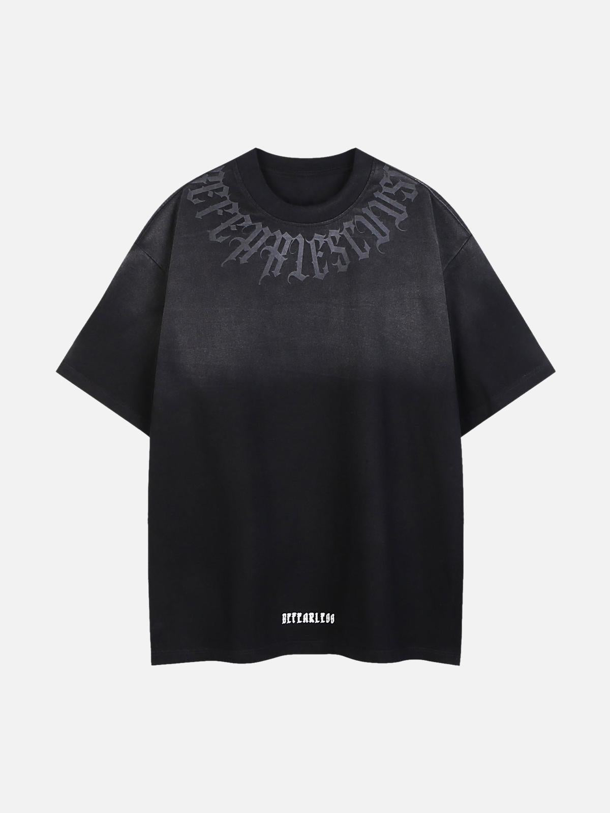 TALISHKO Retro Gradient Letter Printed Washed Oversize T-Shirt