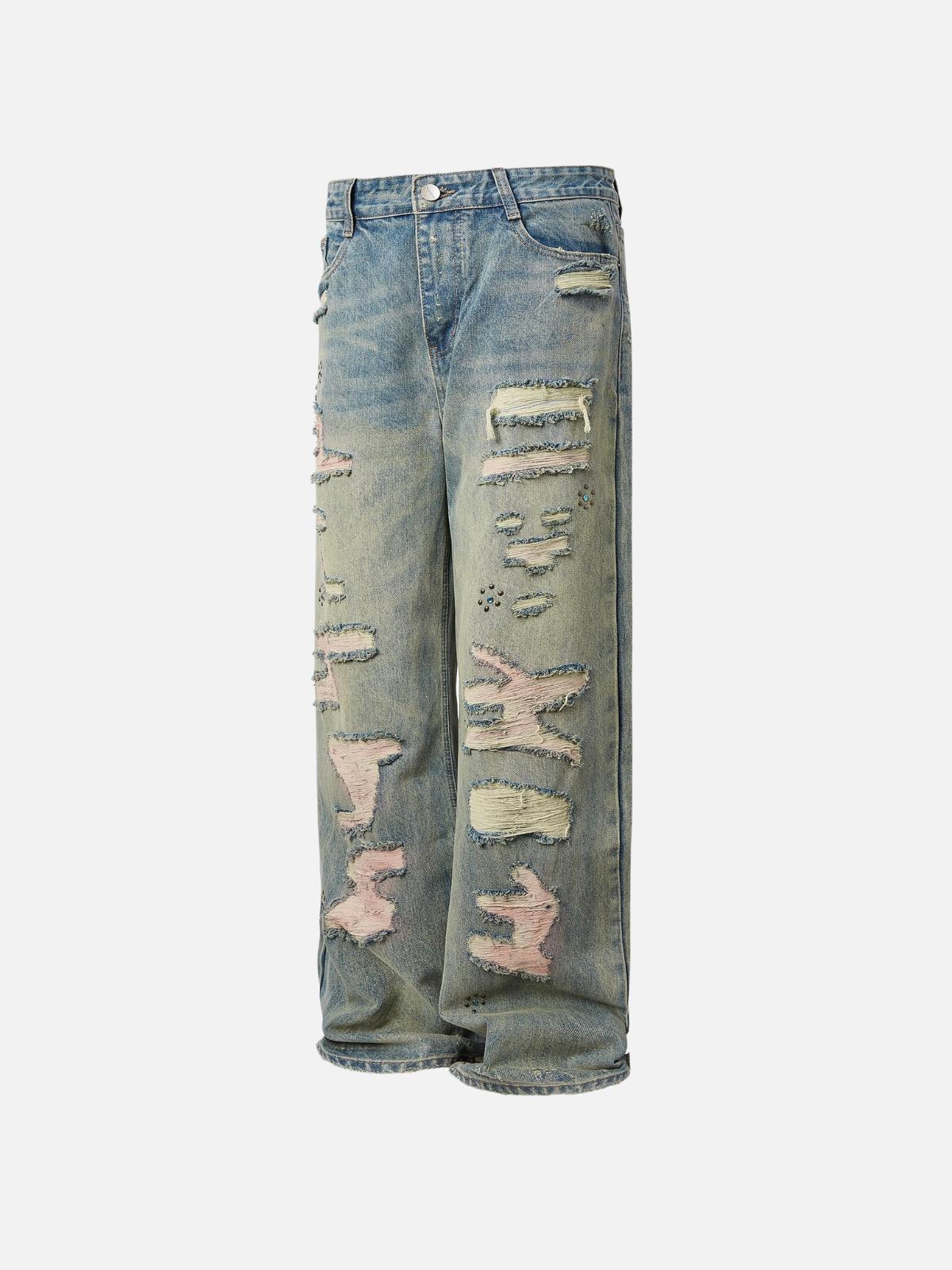 TALISHKO Fringe Distressed Jeans