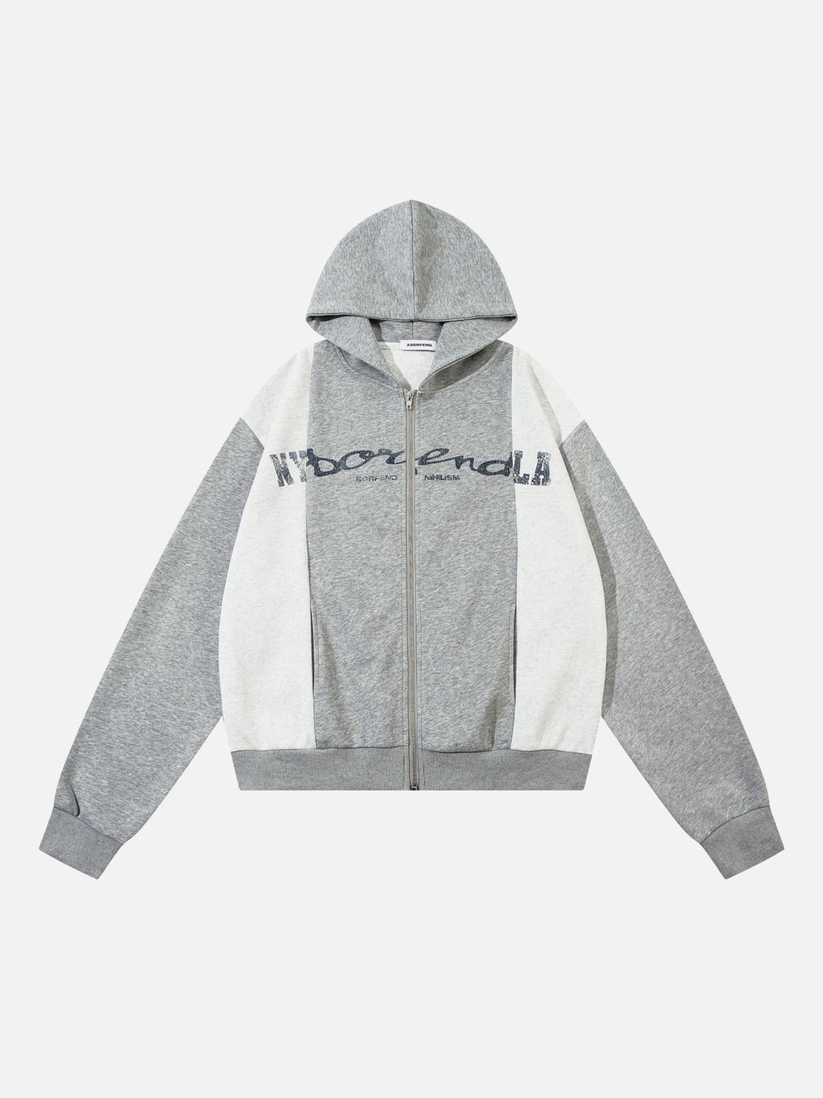 TALISHKO Academic Style Assembled Color Blocking Hoodie