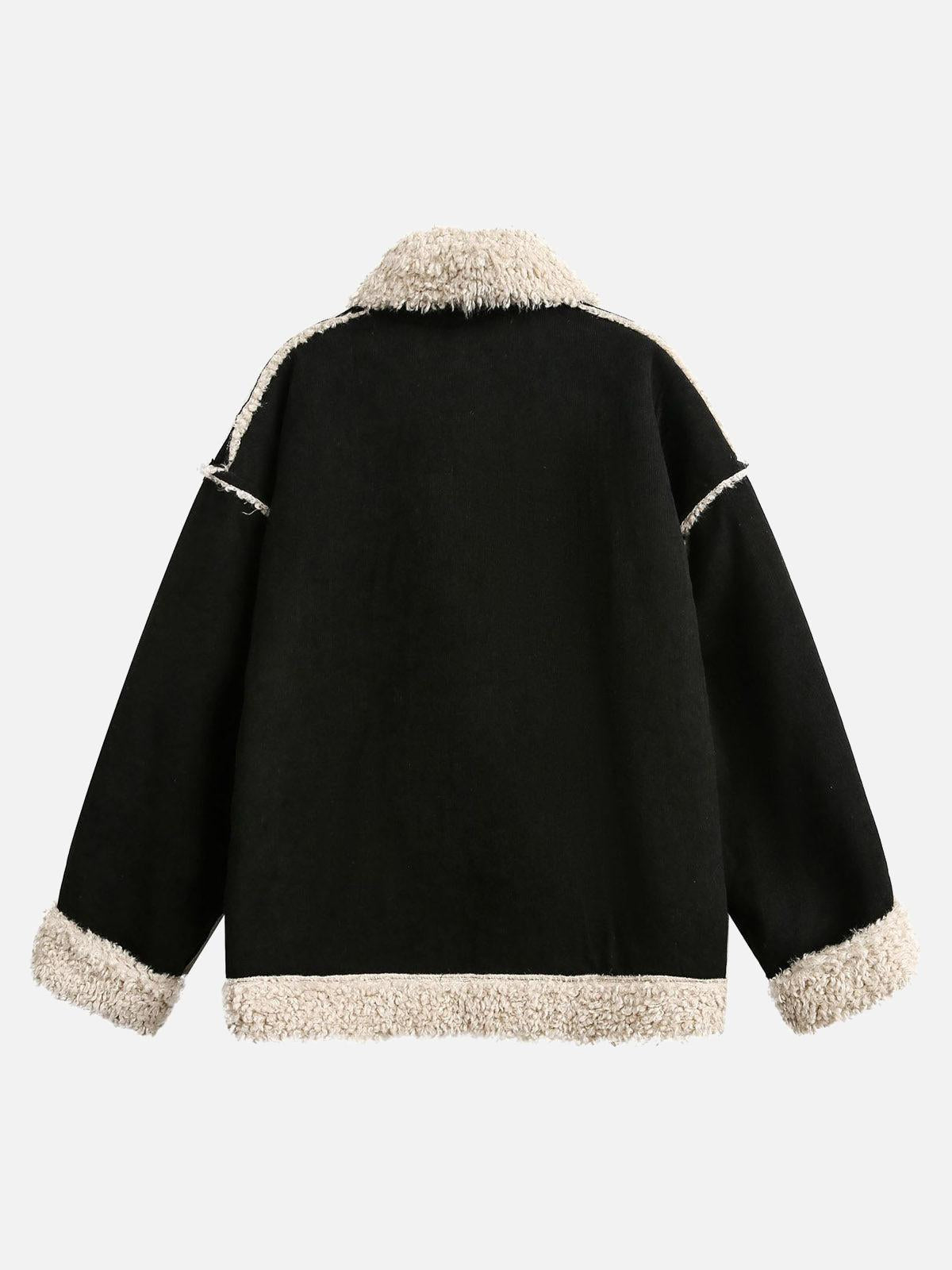 TALISHKO Fur Collar Zip Up Sherpa-Lined Jacket