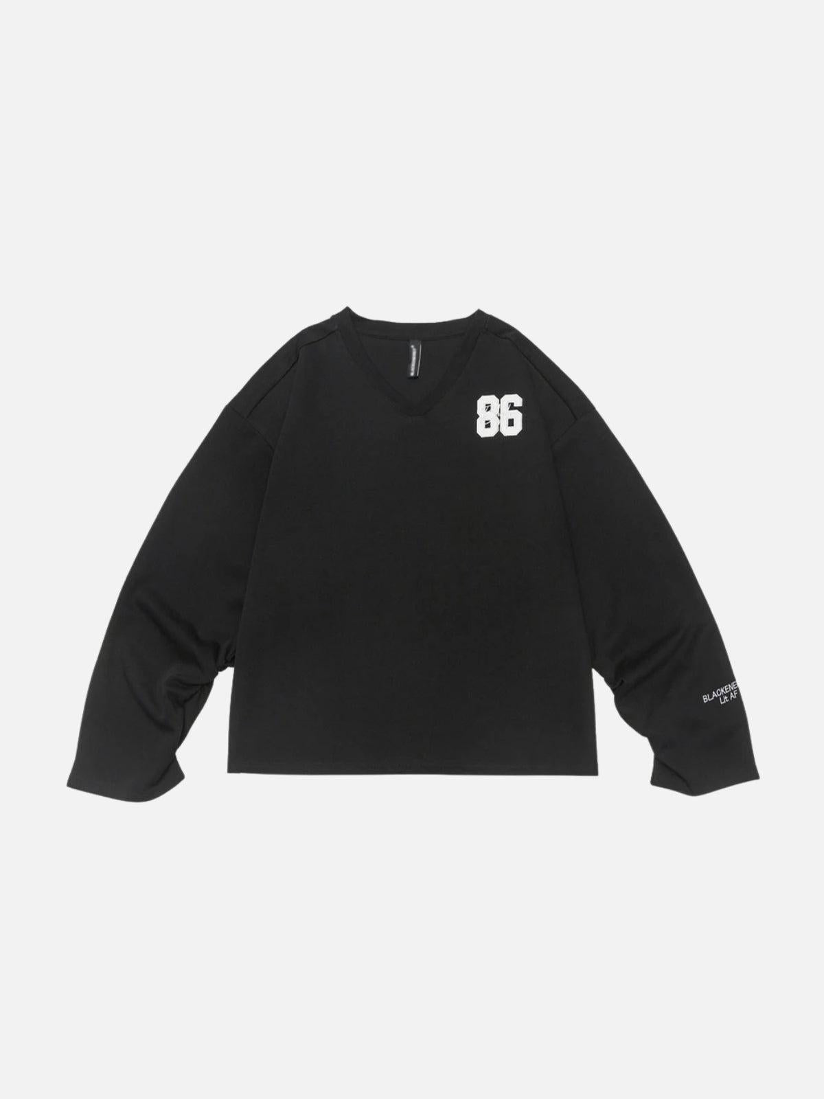TALISHKO 86 Embroidery V-Neck Sweatshirt