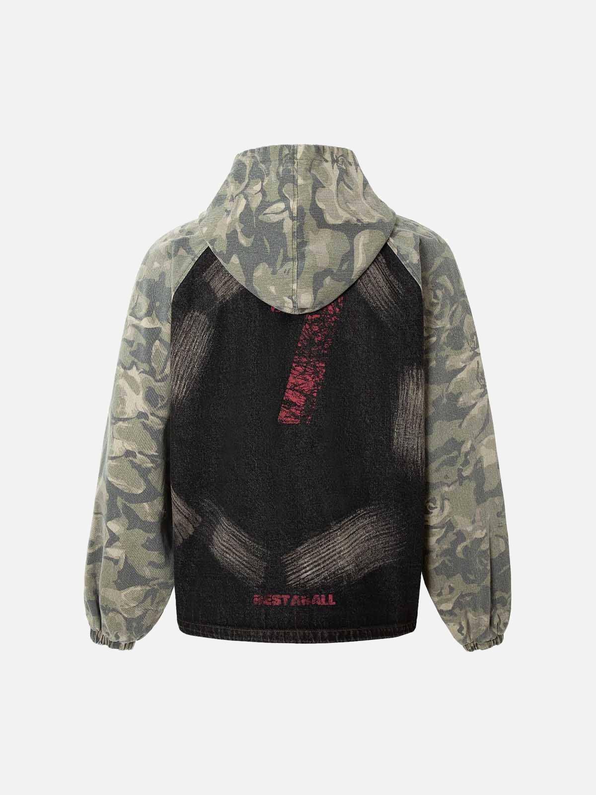 TALISHKO Graffiti Camouflage Patchwork Hooded Jacket