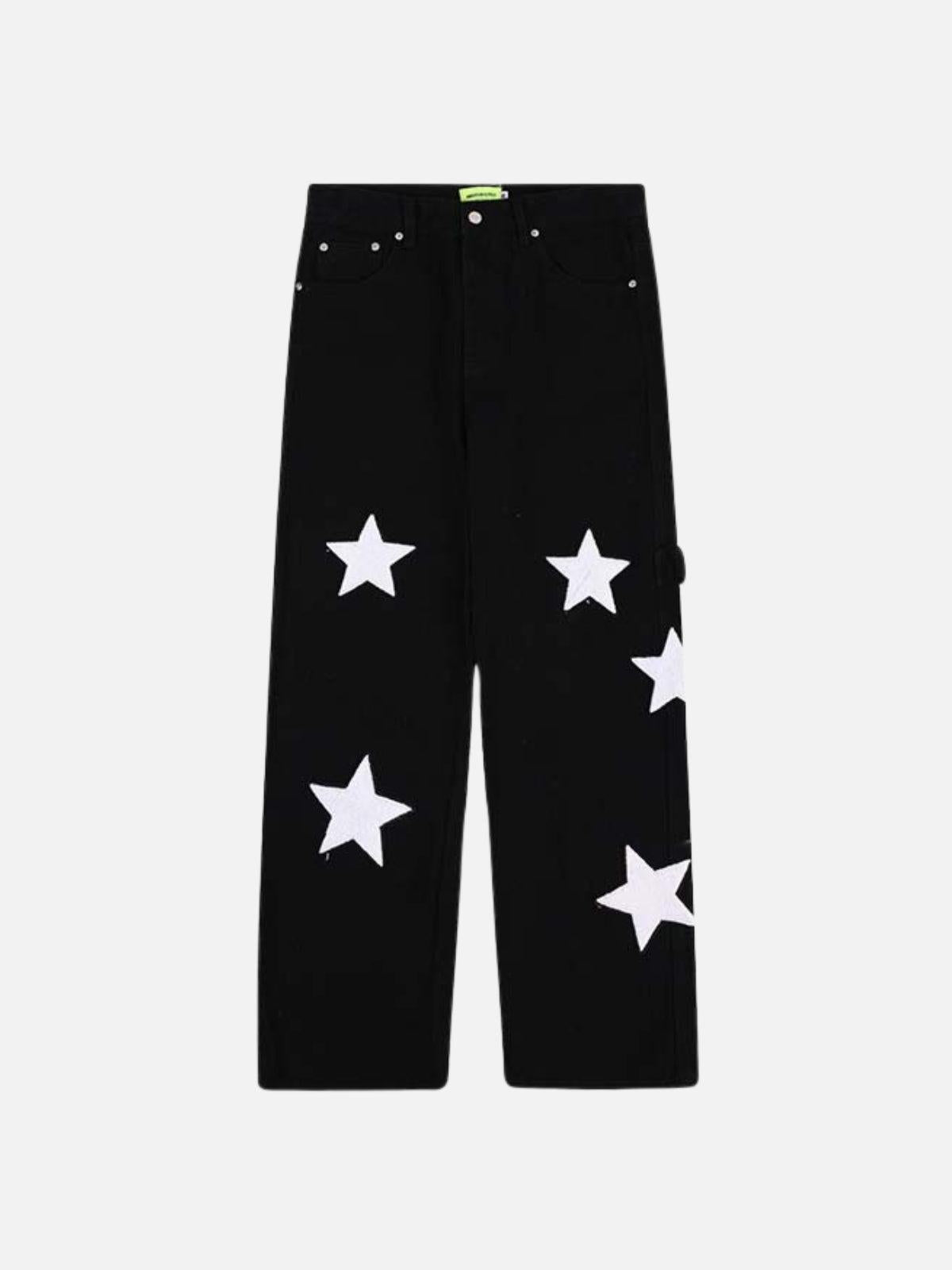 TALISHKO Flocked Star Straight Jeans