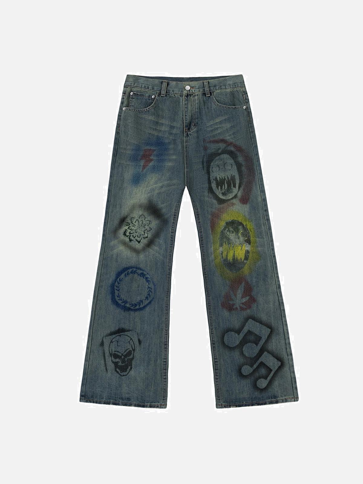 TALISHKO Icon Graffiti Print Jeans