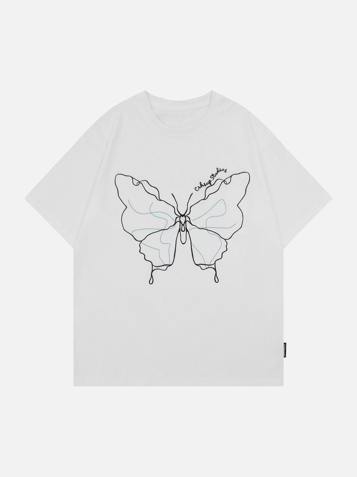 TALISHKO Embroidery Line Butterfly Tee
