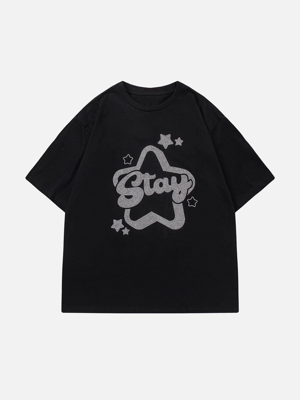 TALISHKO Solid Color Star Print Tee