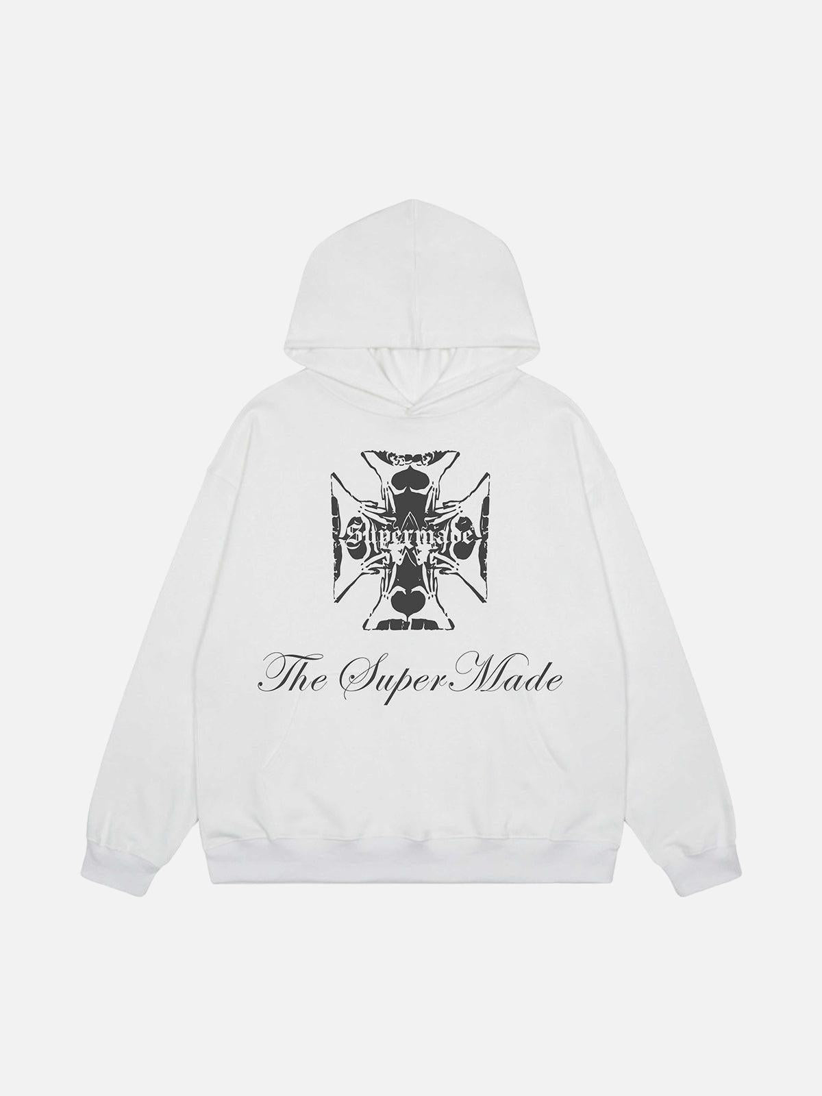 TALISHKO Street Cross Letters Print Hoodie
