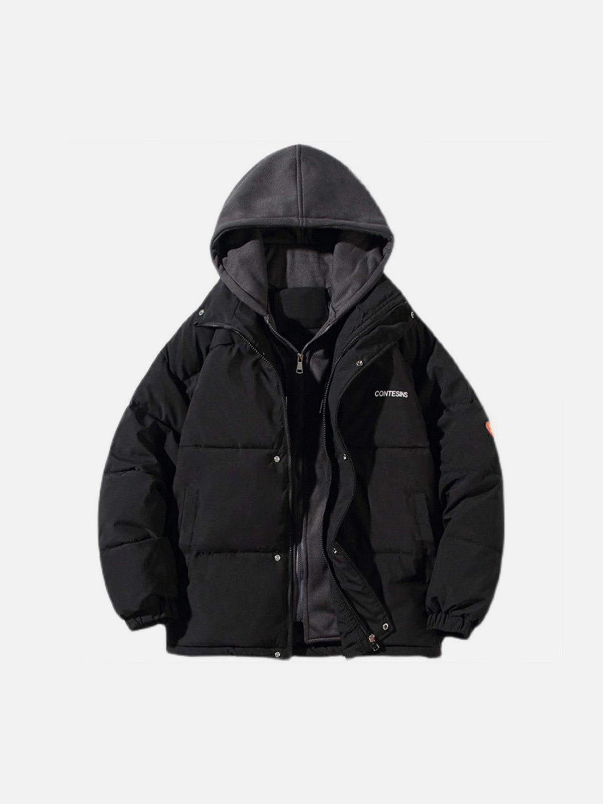 TALISHKO Fake Two-Piece Hooded Winter Coat