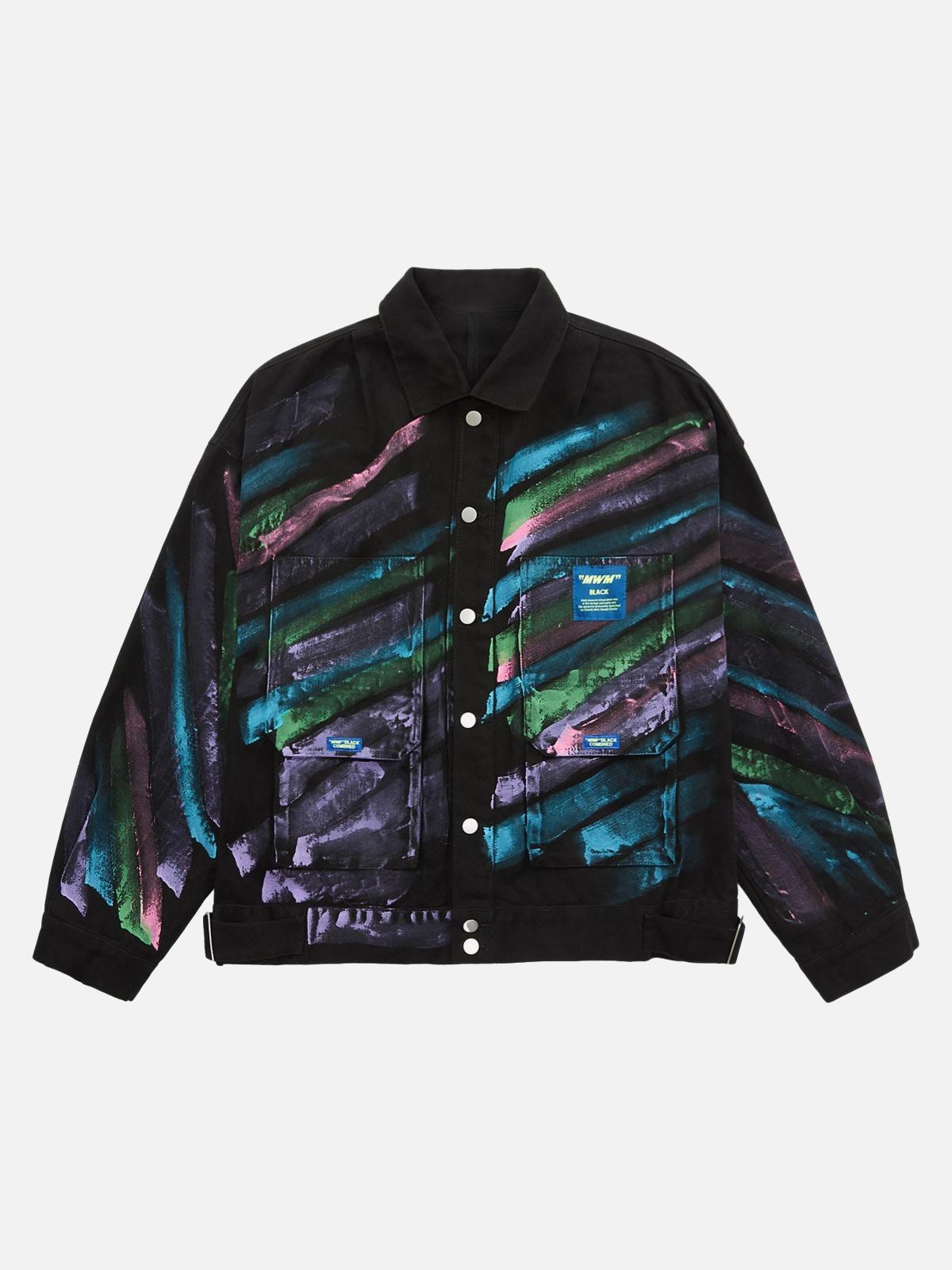 TALISHKO Hip-Hop Hand-Painted Graffiti Denim Jacket