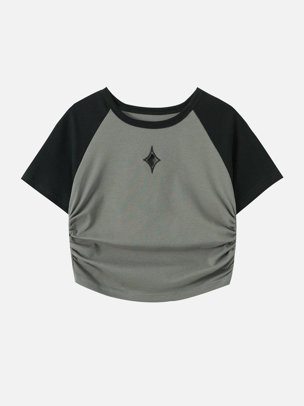 TALISHKO Hollow Embroidery Pleating Tee