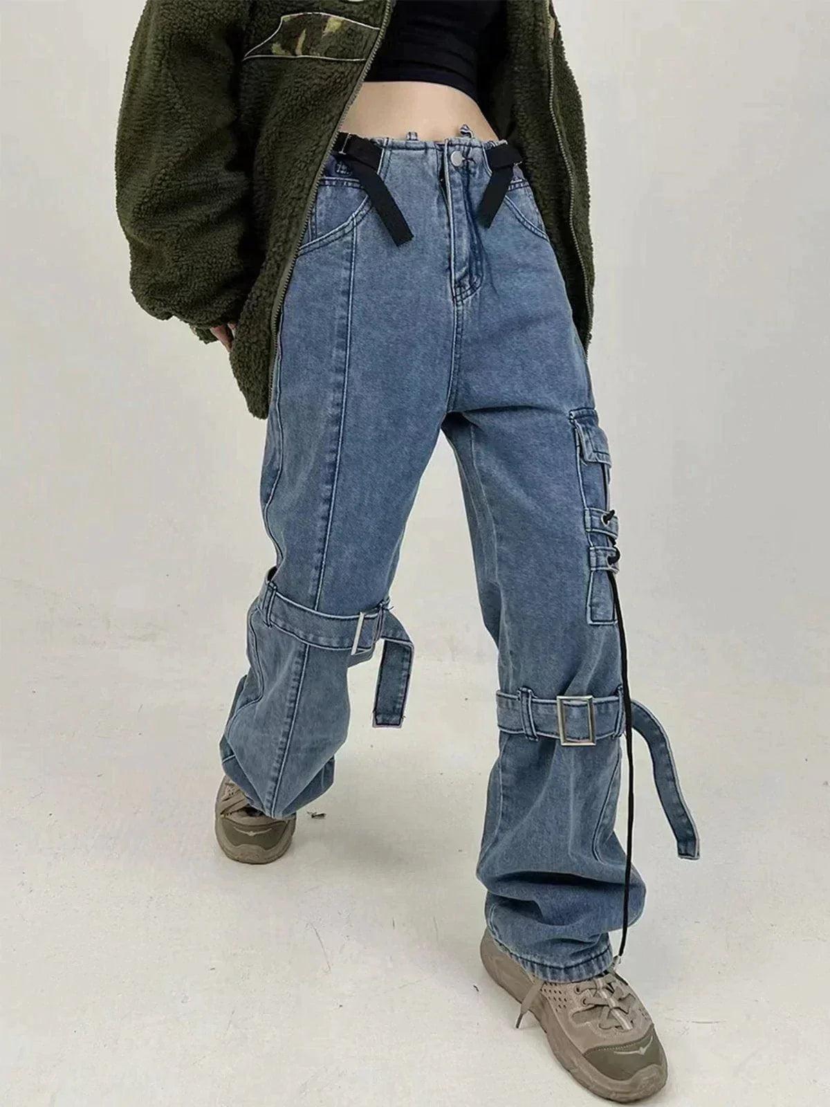 TALISHKO Hip Hop Straps Jeans