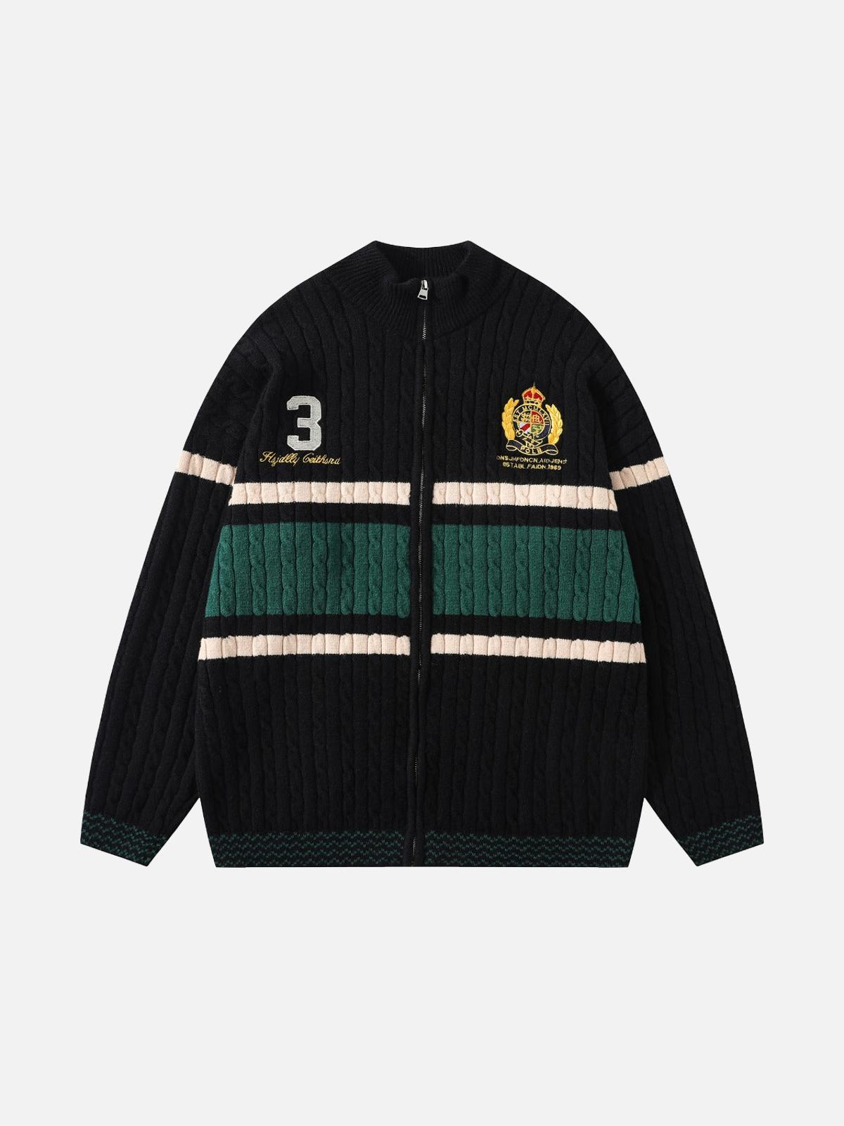 TALISHKO Vintage Embroidery Collision Color Leisure Sweater