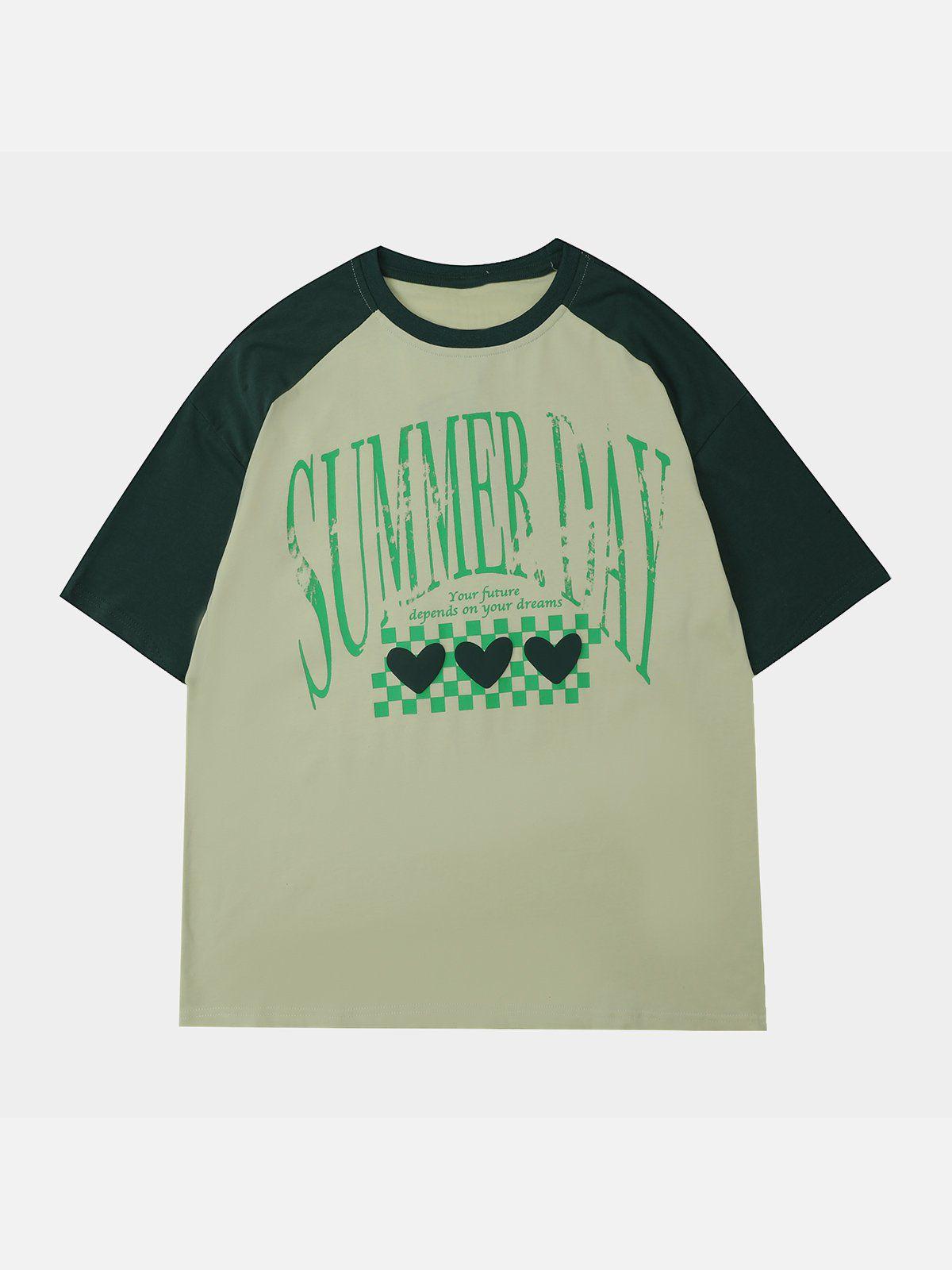 TALISHKO Love Heart Print Patchwork Tee