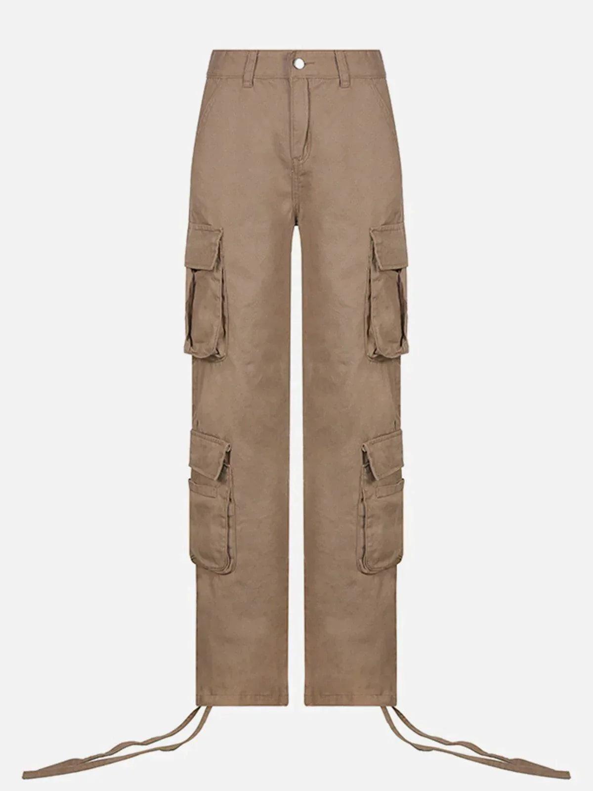 TALISHKO Long Ribbon Low Waist Cargo Pants