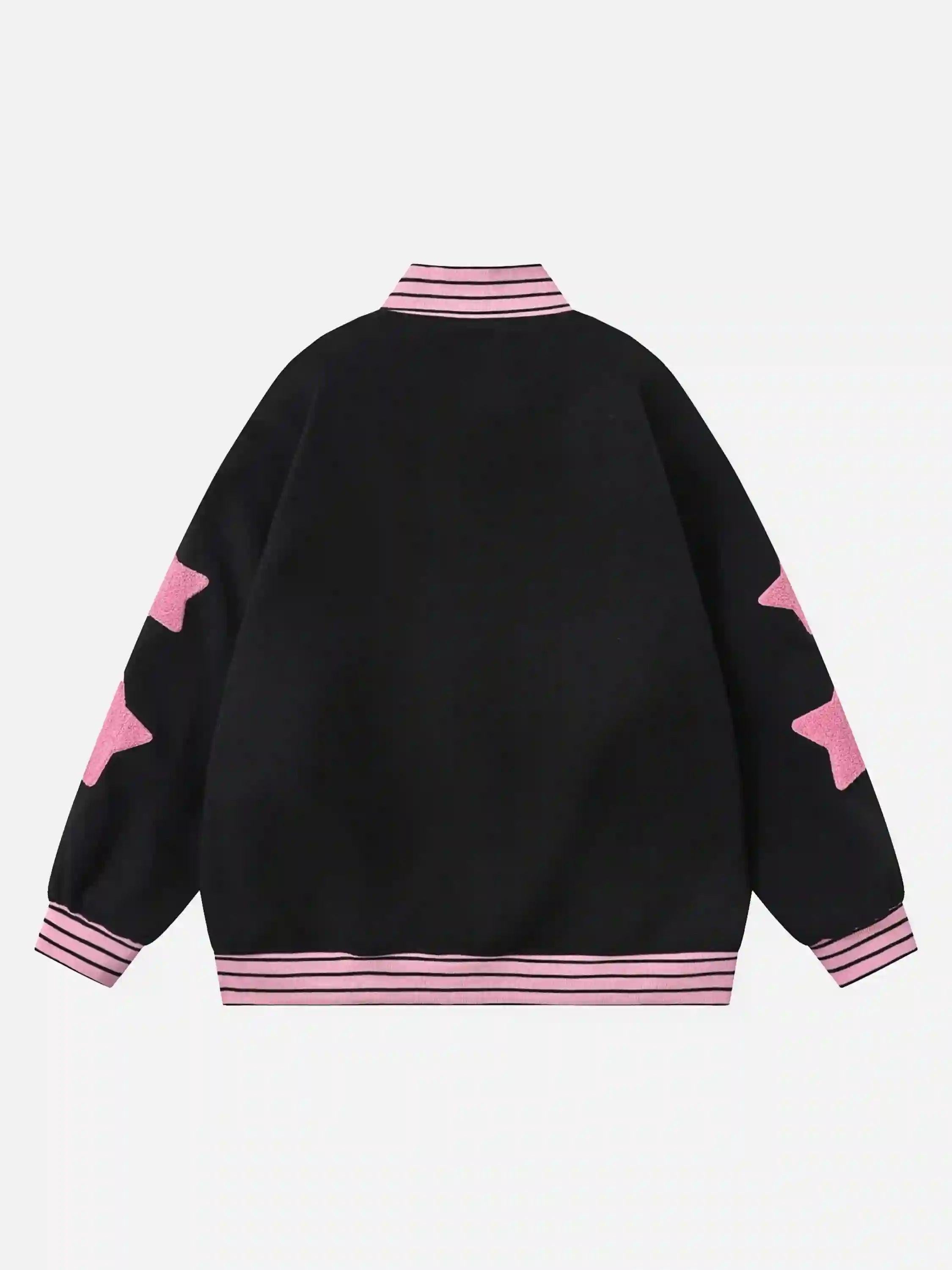 TALISHKO Buttoned Star Embroidered Baseball Jacket