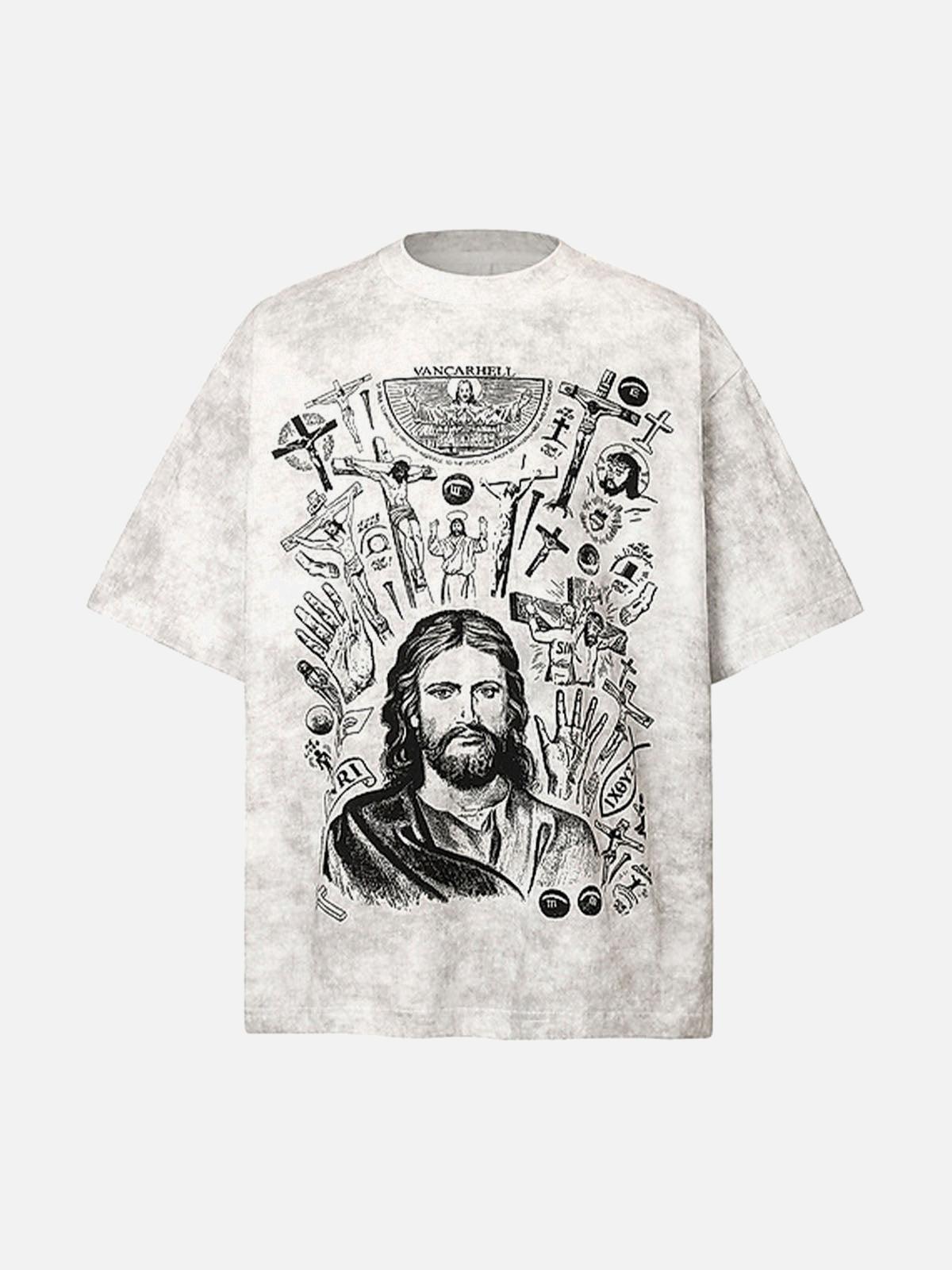 TALISHKO Vintage Cross Figure Print T-Shirt