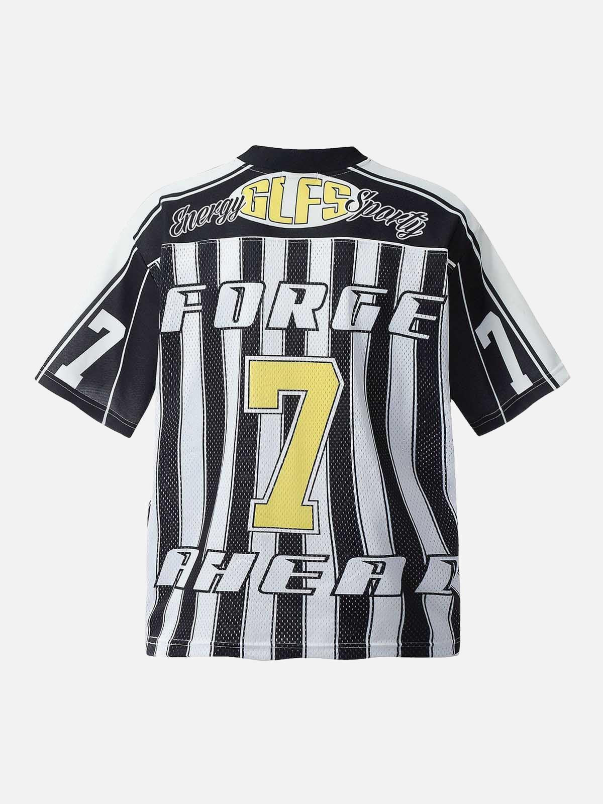 TALISHKO Sports Letter Stripe Print Jersey T-Shirt