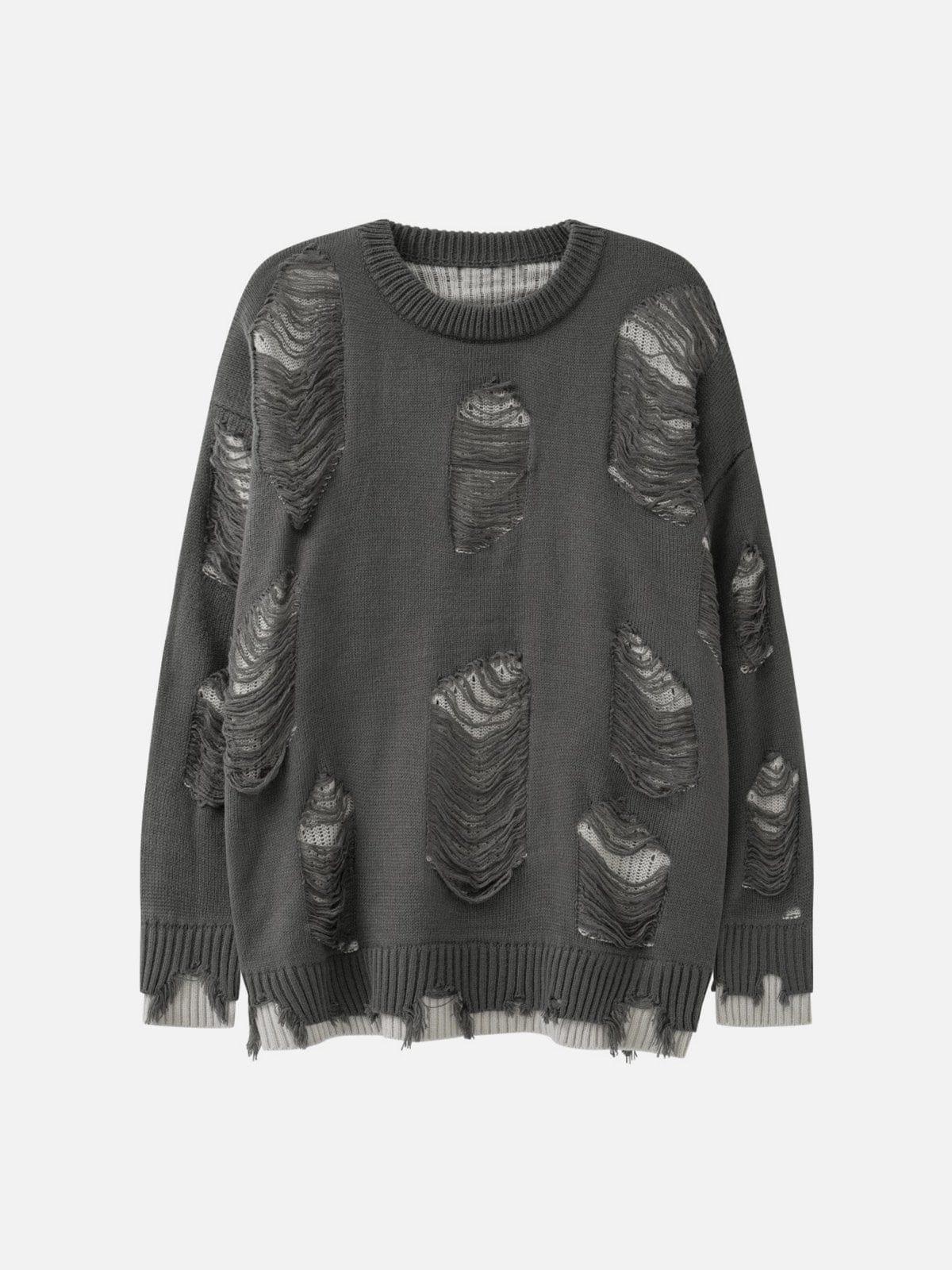 TALISHKO Vintage Ripped Hole Oversized Sweater