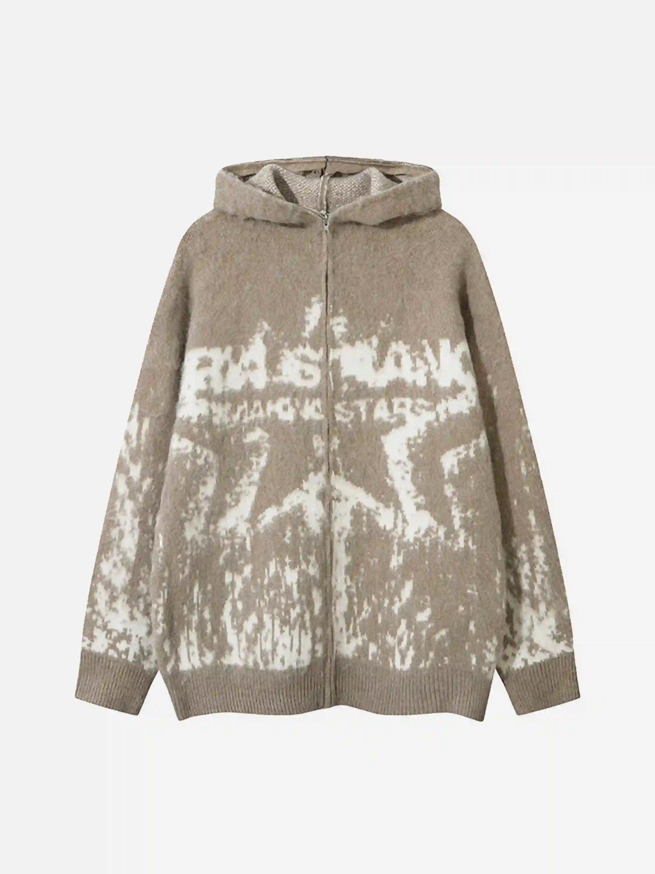 TALISHKO Star Graffiti Knitted Zip-Up Hoodie