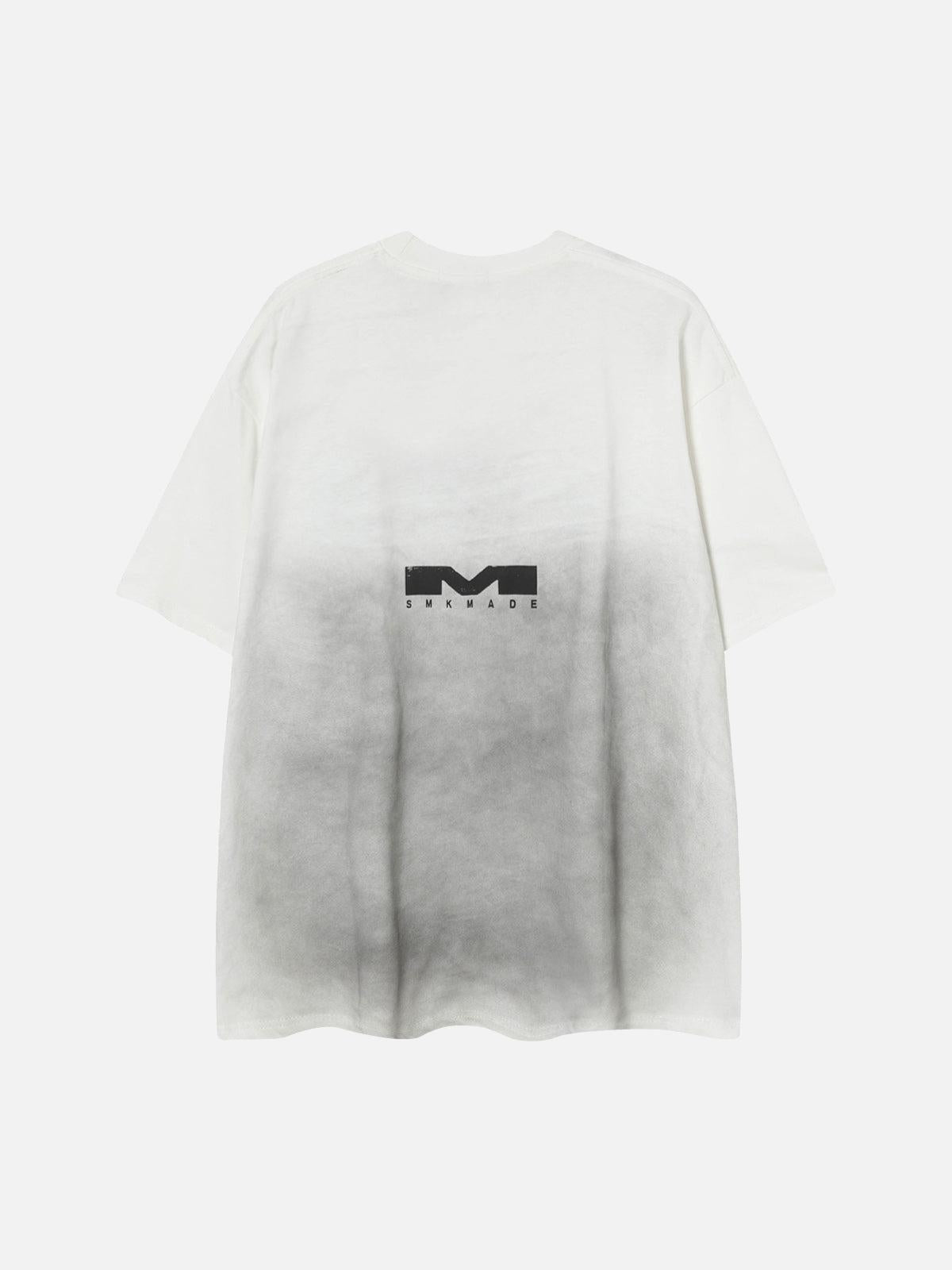 TALISHKO Heavy Washed Distressed Dirty Print Letter T-Shirt