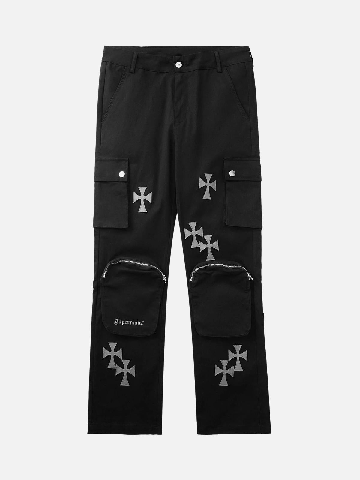 TALISHKO Cross Printed Multi-Pocket Casual Pants