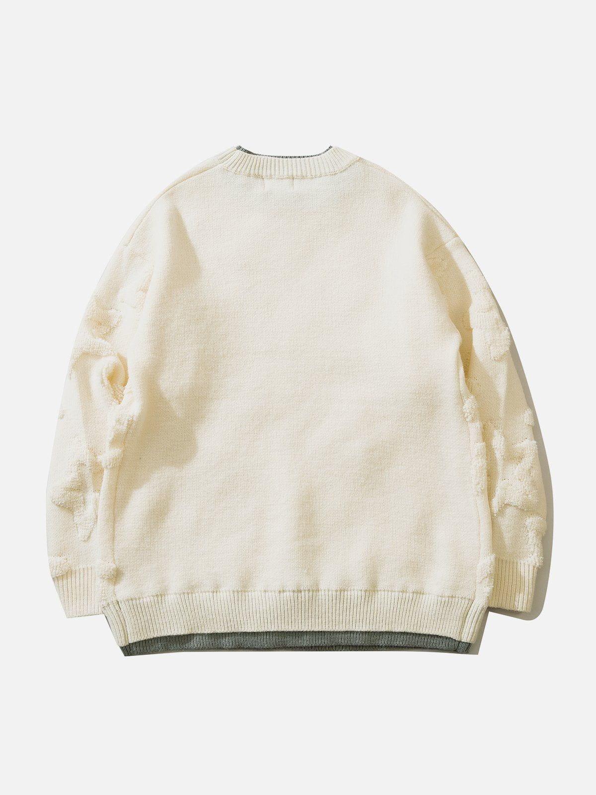 TALISHKO Fake Two 3D Star Graphics Sweater