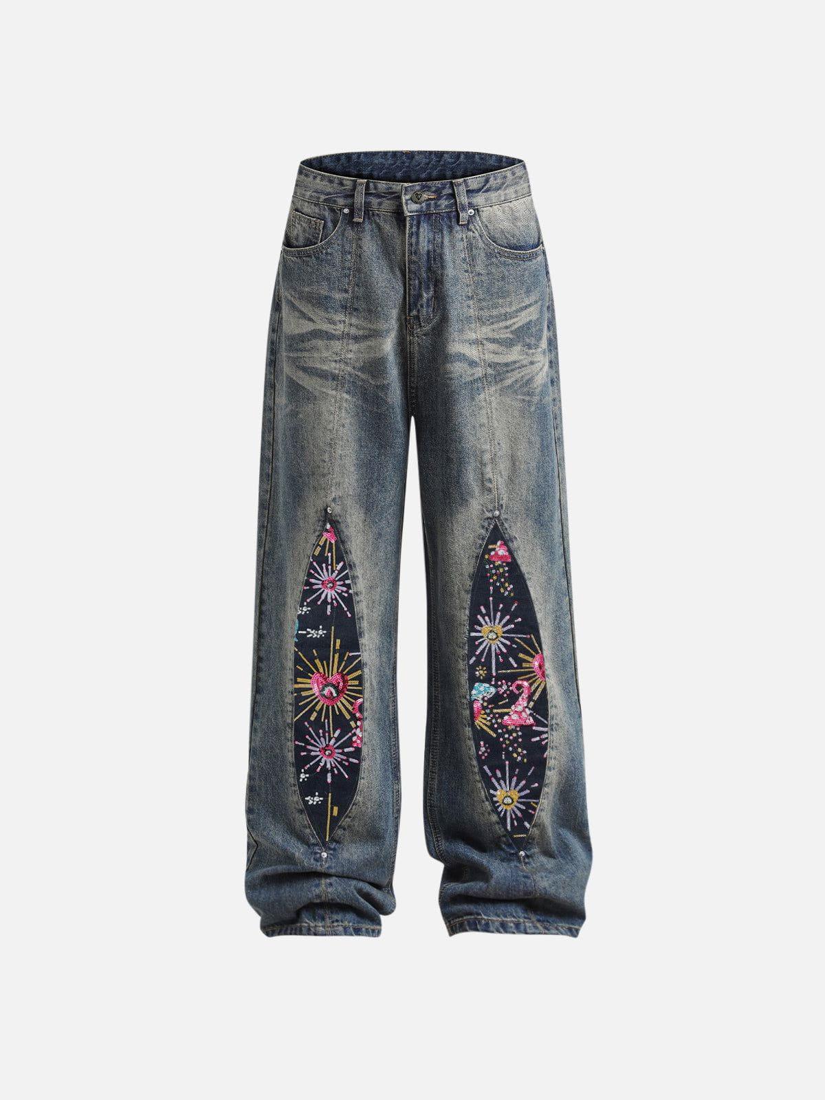 TALISHKO Firework Beadwork Loose Jeans