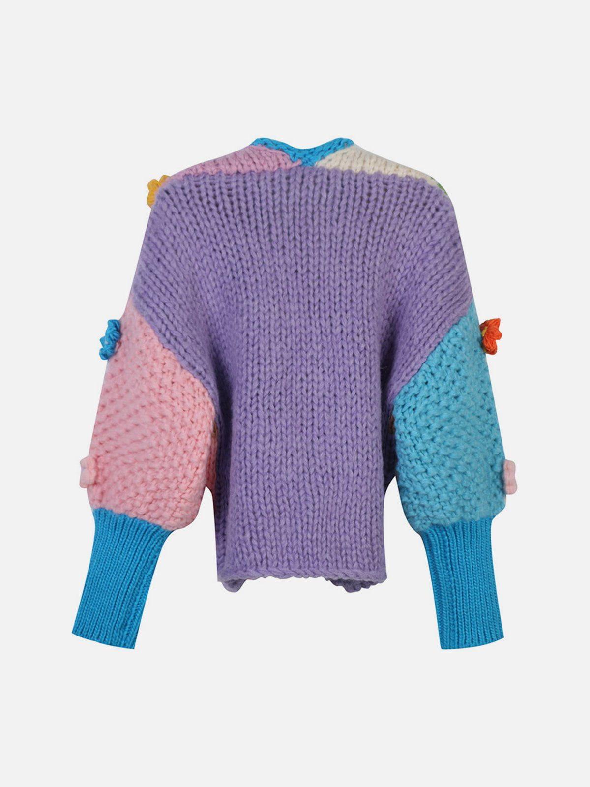 TALISHKO Flowers Embroidery Oversized Sleeves Cardigan