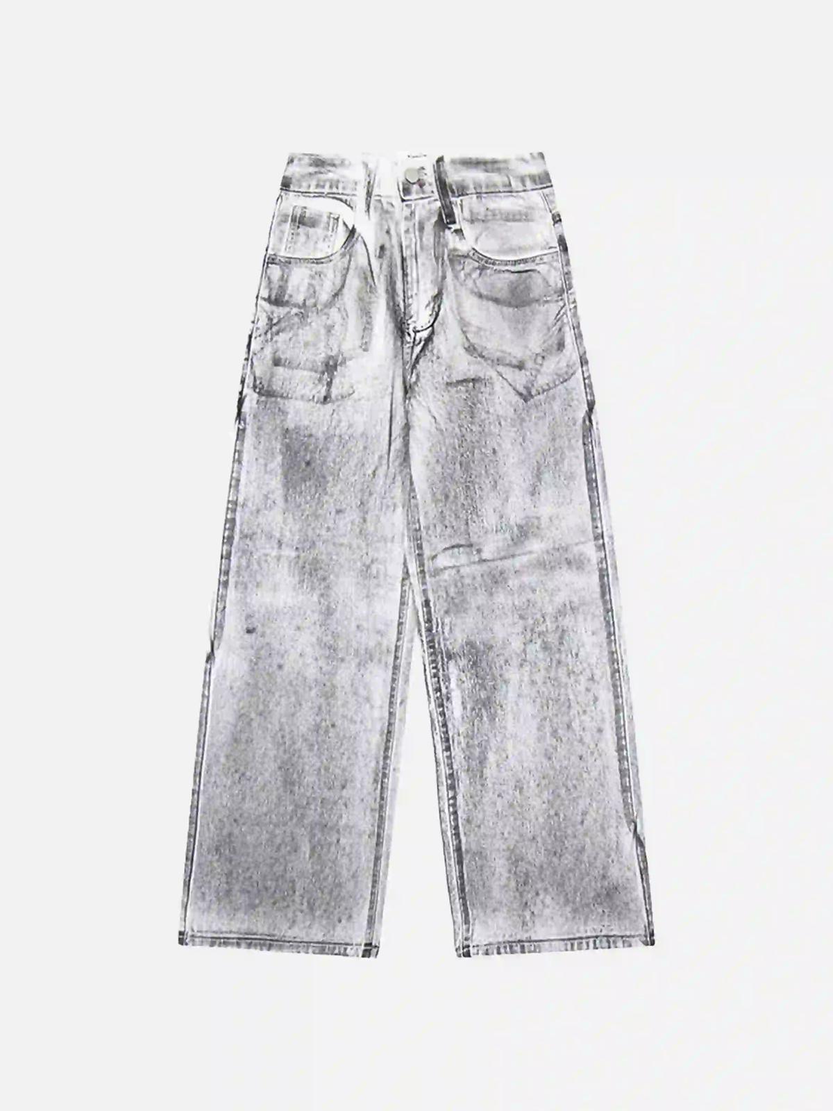 TALISHKO Hip-Hop Style Painted Dirty Jeans