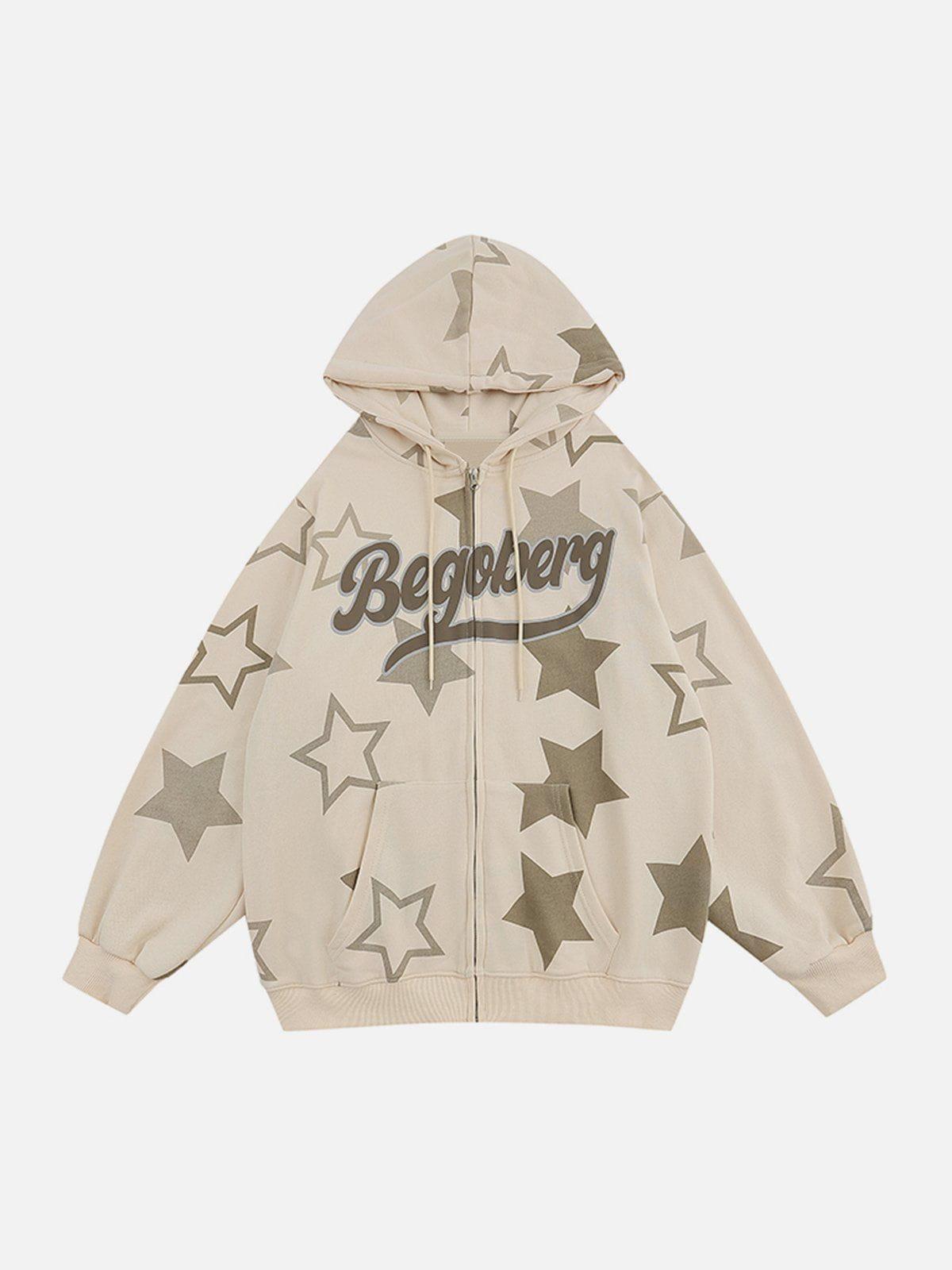 TALISHKO Star Print Zipper Hoodie