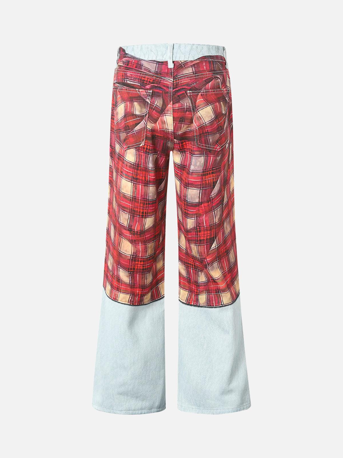 TALISHKO Plaid Print Baggy Jeans