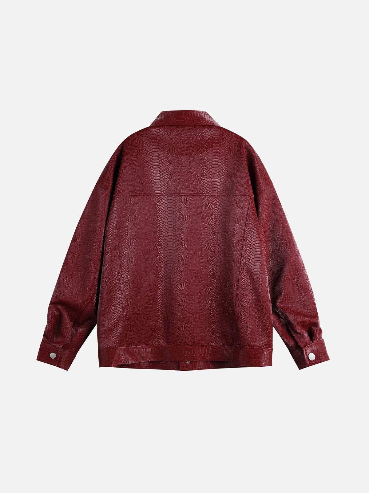 TALISHKO Snake Texture Faux Leather Jacket
