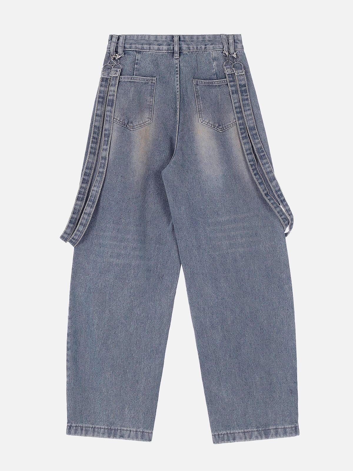 TALISHKO Vintage Solid Double Strap Jeans