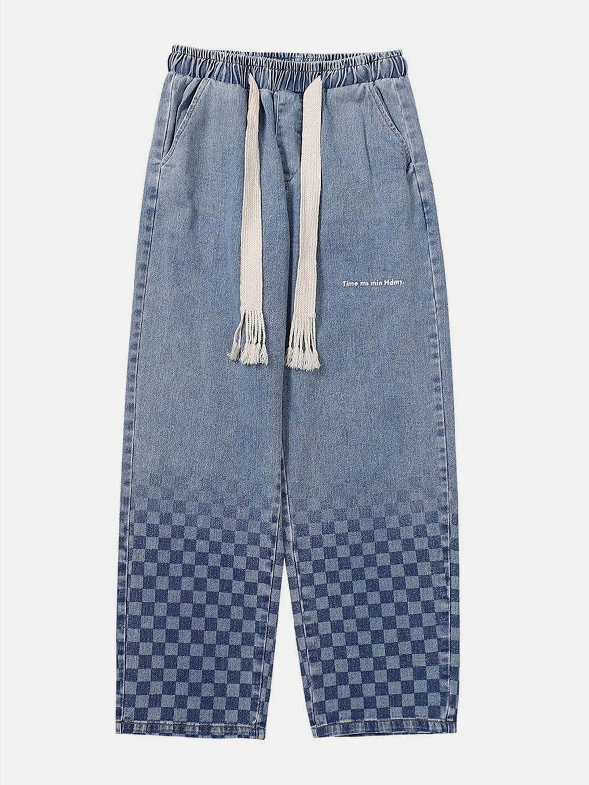 TALISHKO Checkerboard Print Jeans
