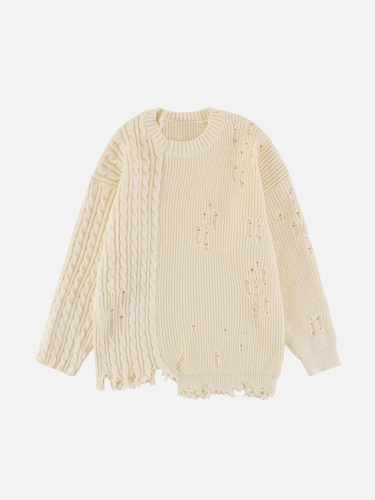 TALISHKO Irregular Patchwork Twist Sweater