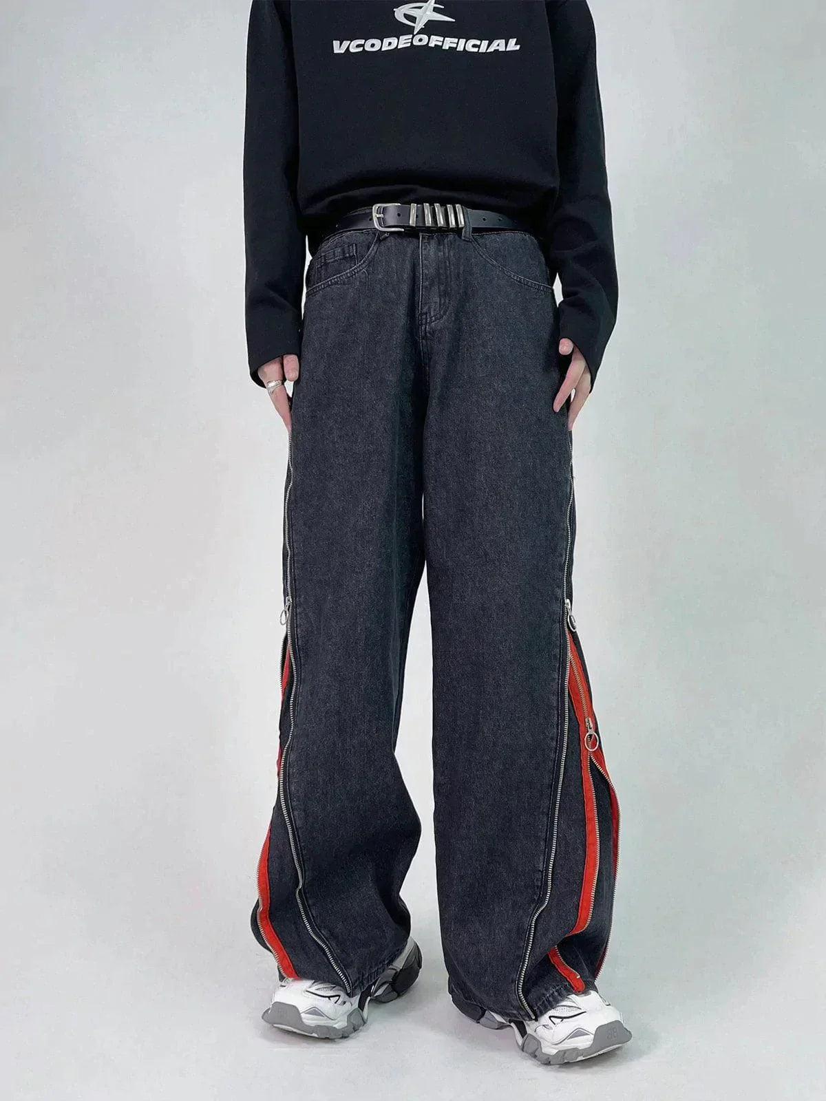 TALISHKO Zip Up Stripe Jeans
