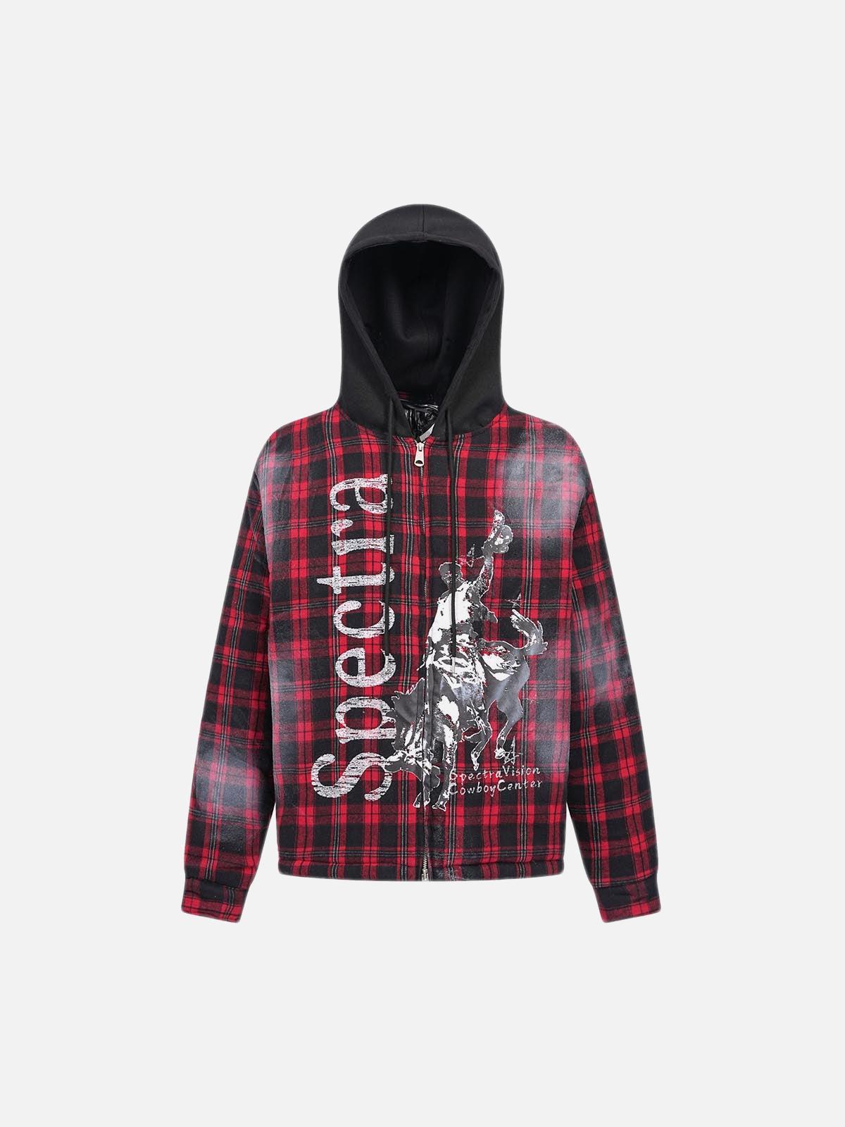 TALISHKO Dark Plaid Hooded Quilted Jacket