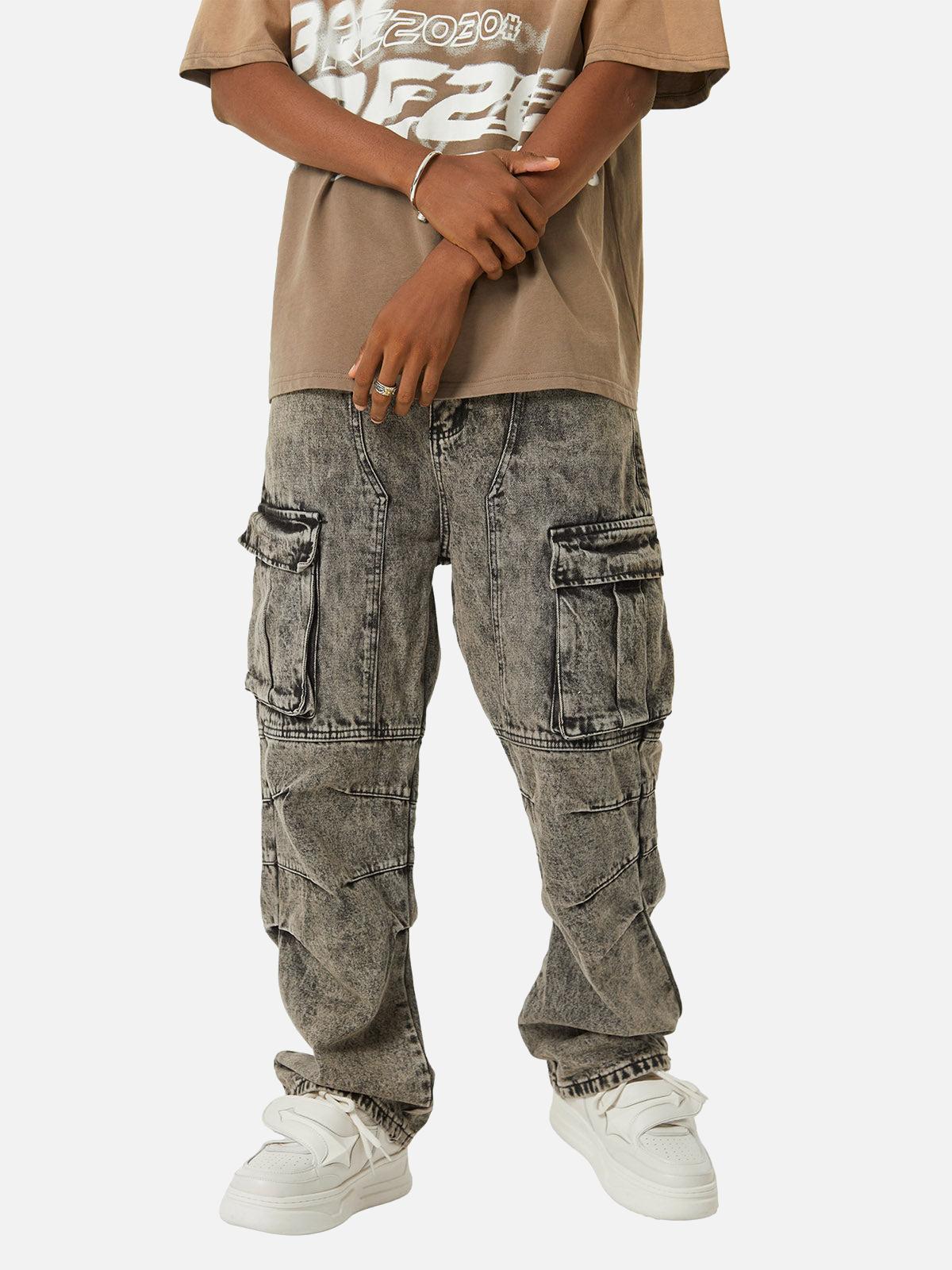TALISHKO American Street Style Washed Distressed Work Jeans